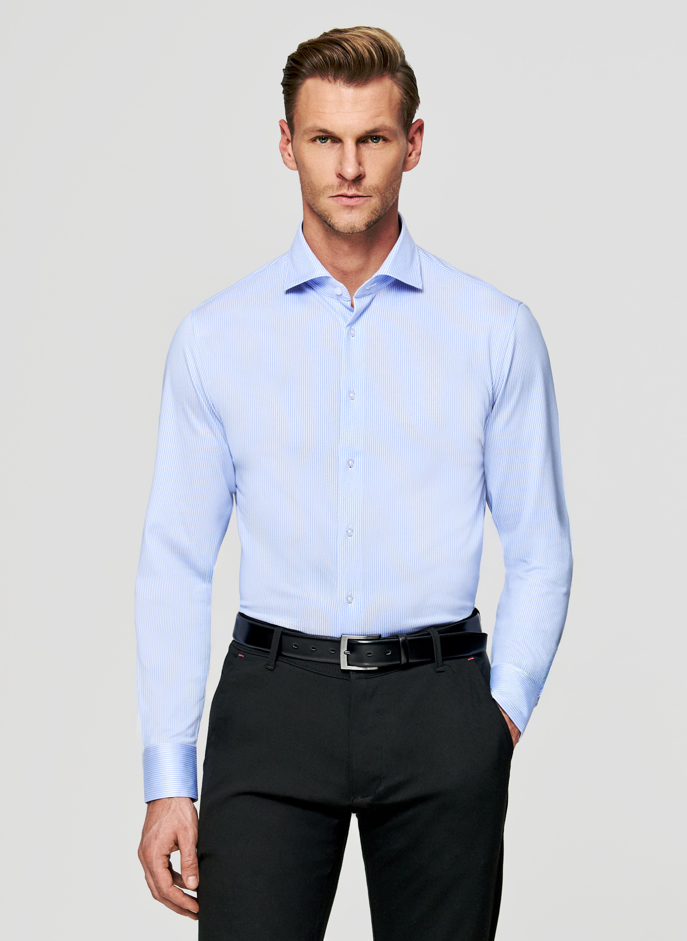 PAKO LORENTE - Niebieska koszula w prążek