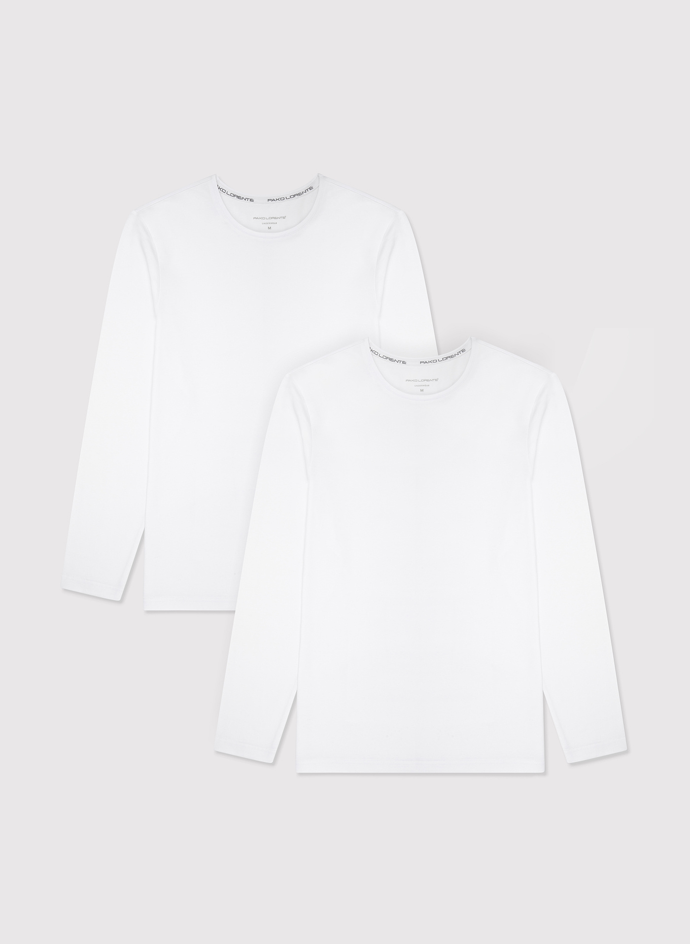 PAKO LORENTE – Męski longsleeve w białym kolorze, dwupak