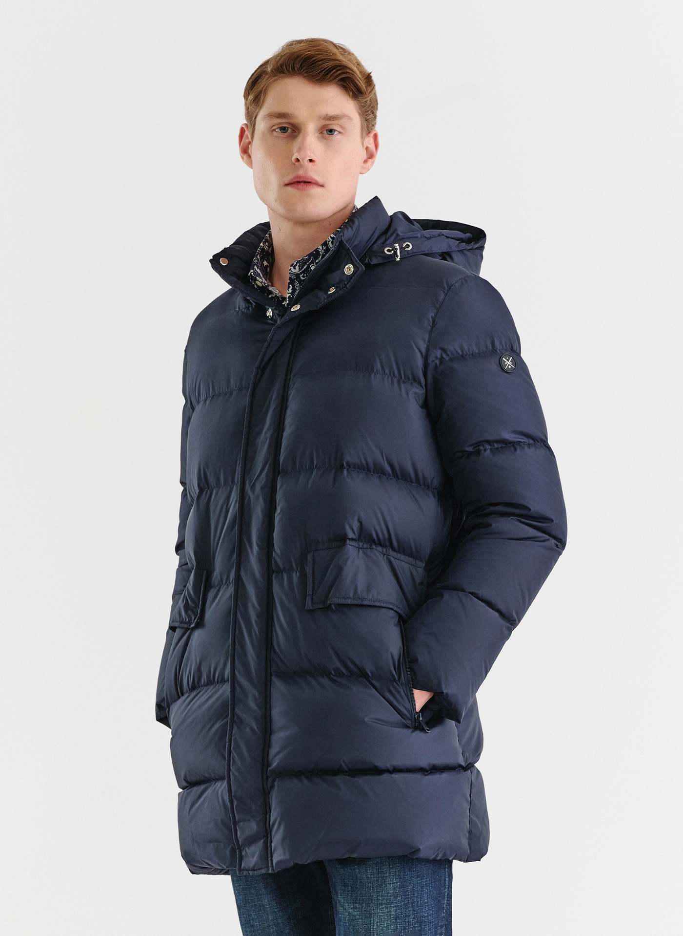 PAKO LORENTE – Granatowa długa pikowana kurtka