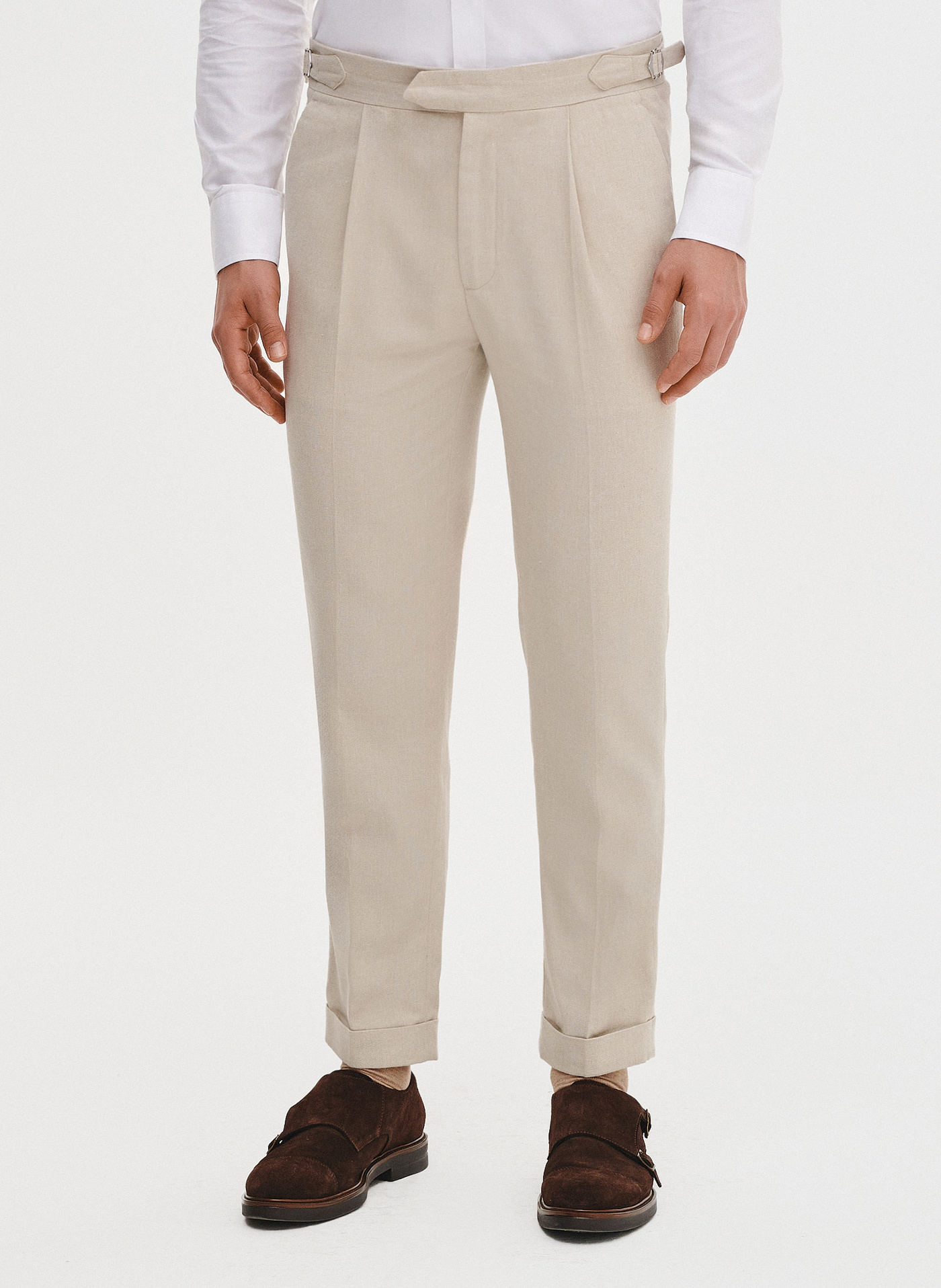 PAKO LORENTE - Beżowe spodnie męskie z lnem