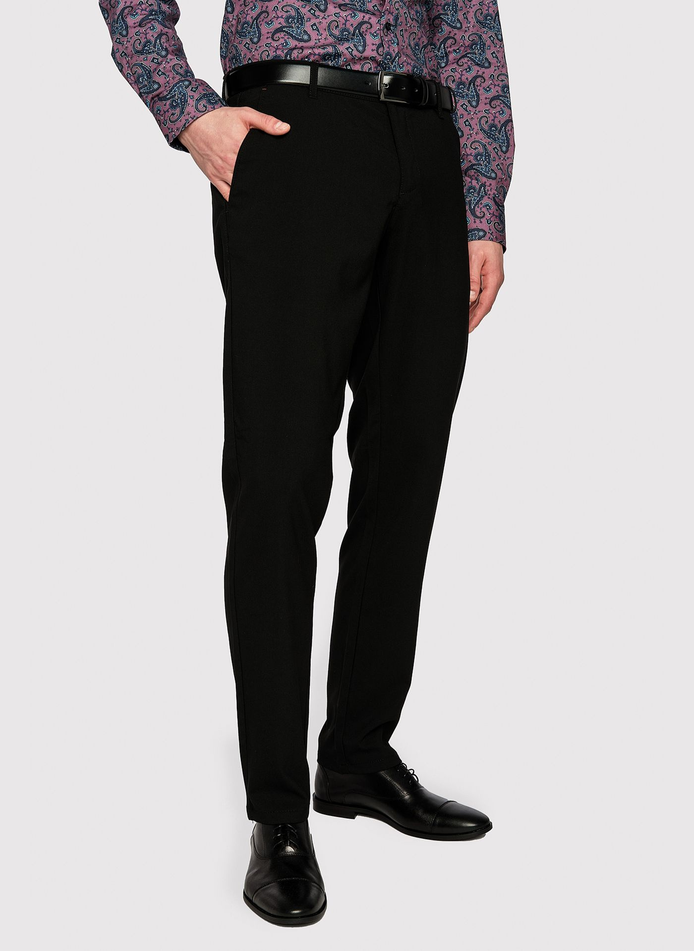 PAKO LORENTE – Męskie gładkie czarne spodnie P23SF-WX-003-C-S