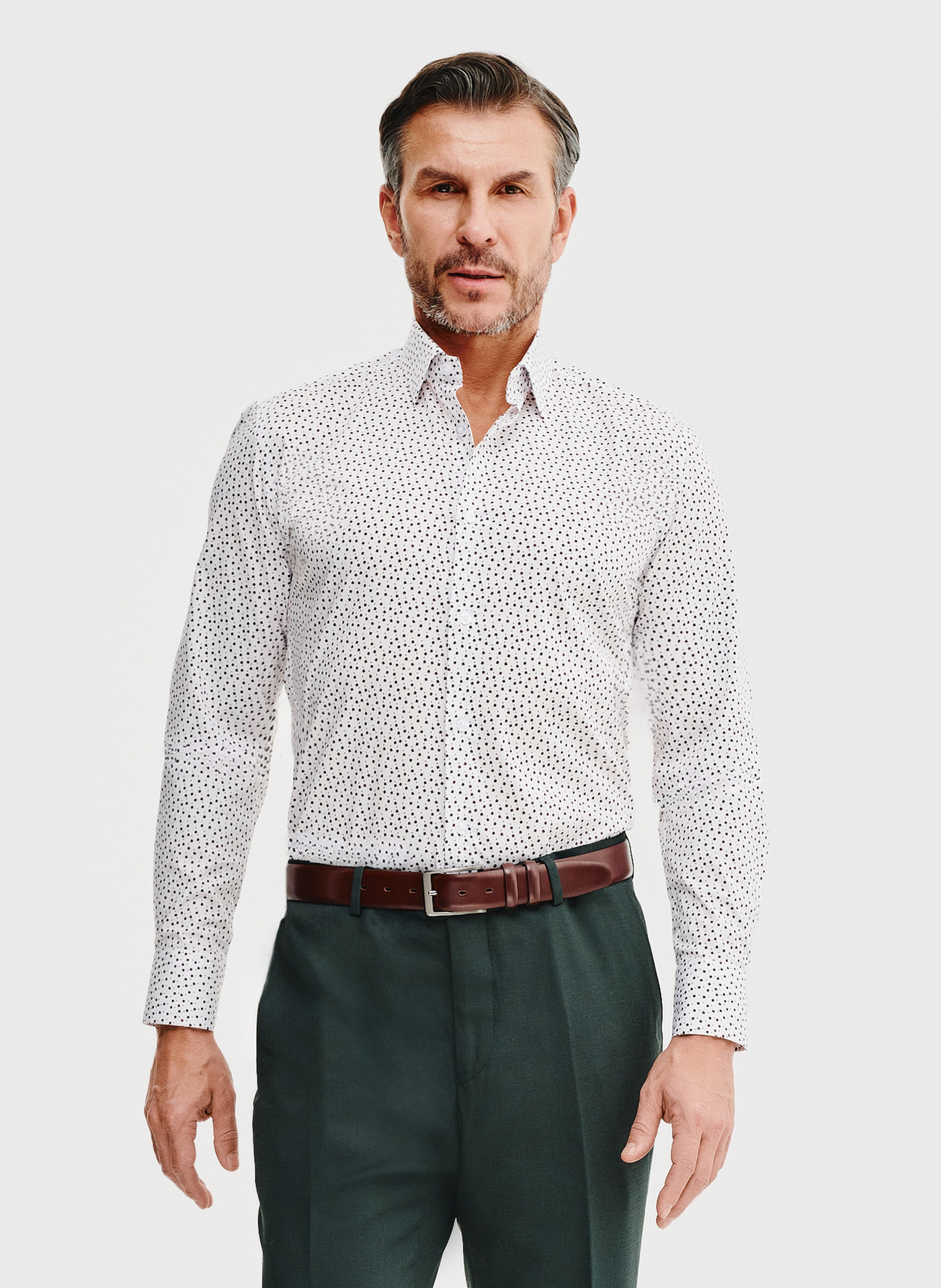 PAKO LORENTE – Biała koszula męska w mikrowzór