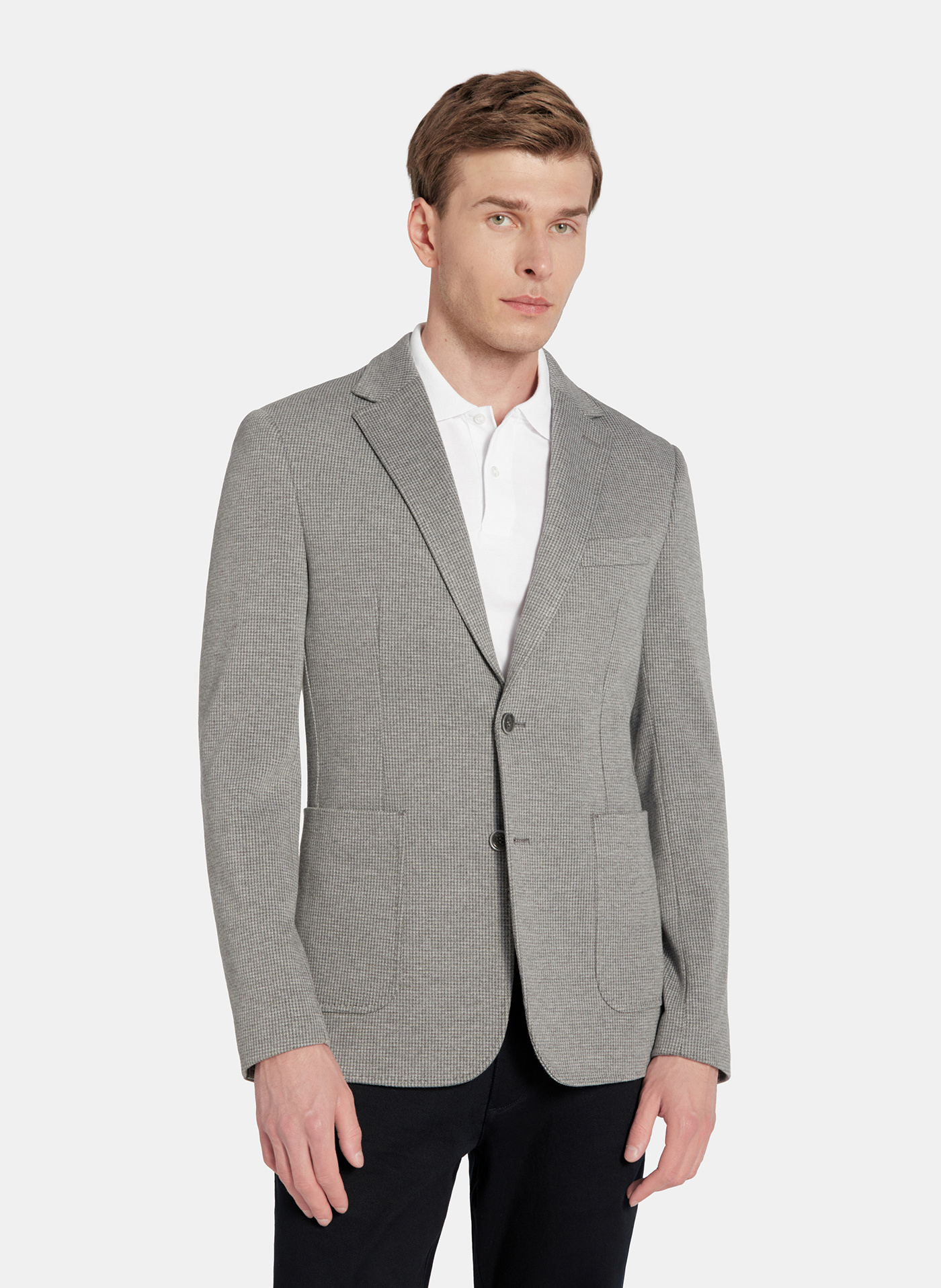 PAKO LORENTE - Szara marynarka w pepitkę z dzianiny