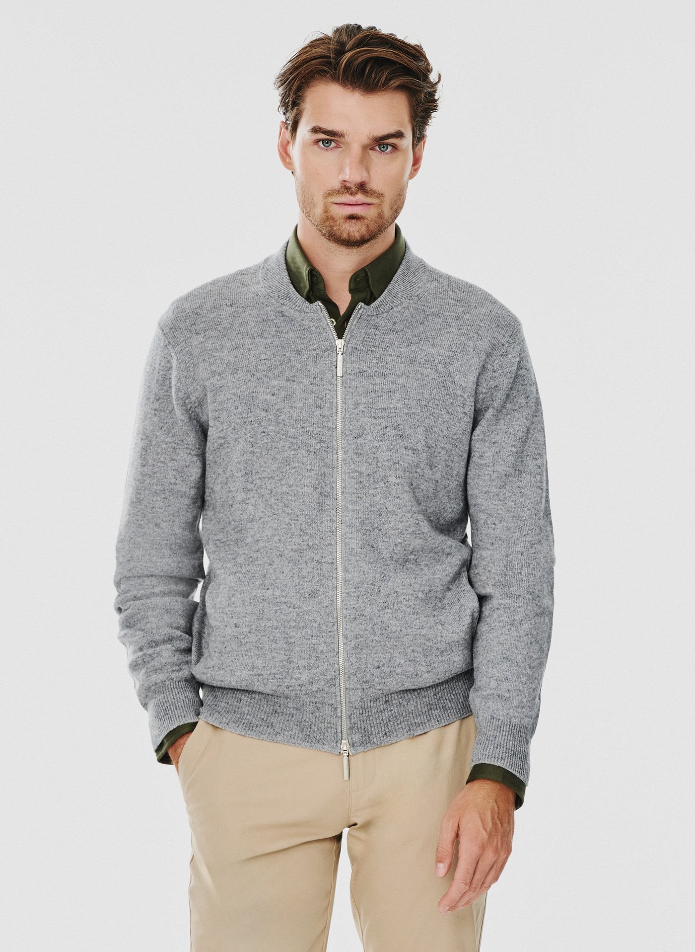 PAKO LORENTE – Sweter męski rozpinany w szarym kolorze