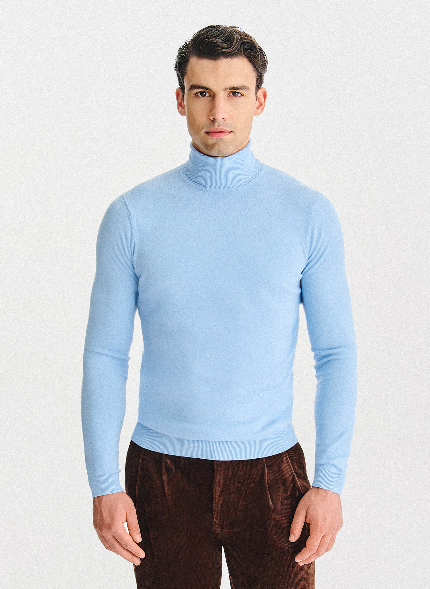 PAKO LORENTE - Jasnoniebieski gładki golf męski