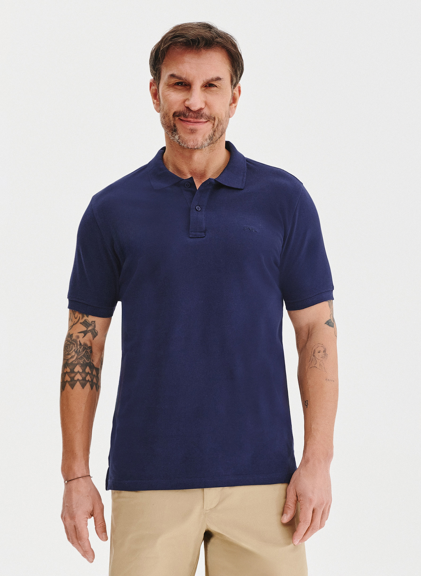 PAKO LORENTE - Granatowy gładki t-shirt polo