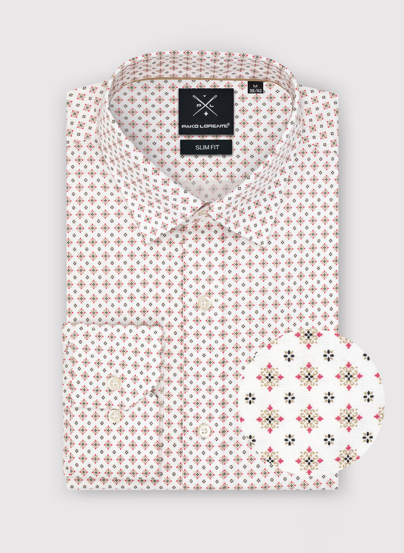 PAKO LORENTE – Biała koszula w mikrowzór