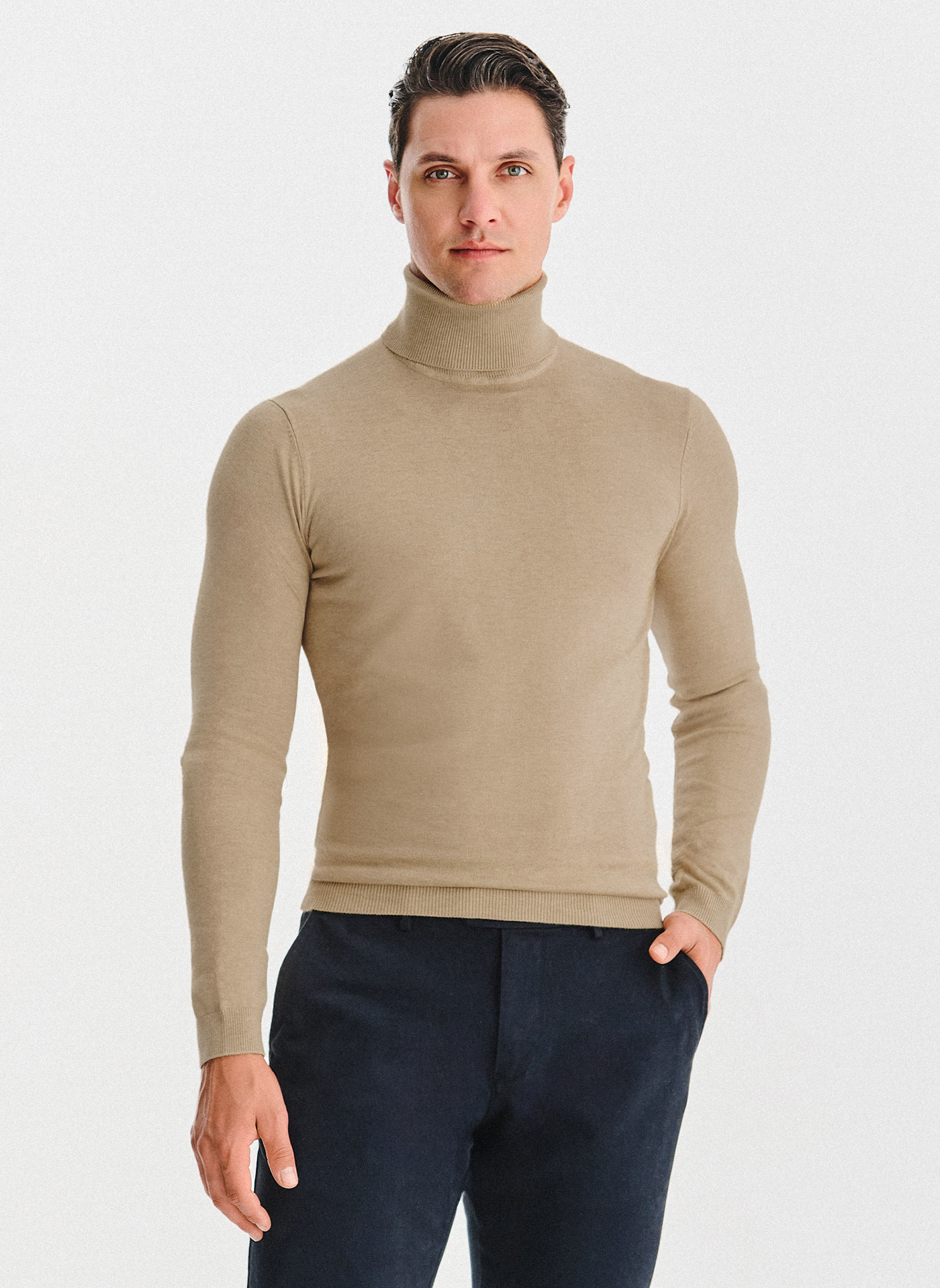 PAKO LORENTE - Golf męski w beżowym kolorze