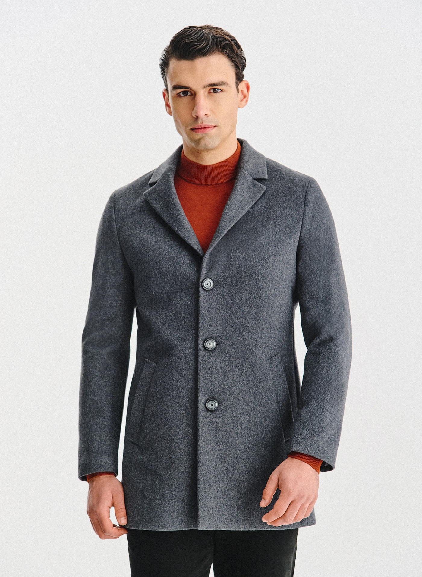 PAKO LORENTE – Szary płaszcz z wełną