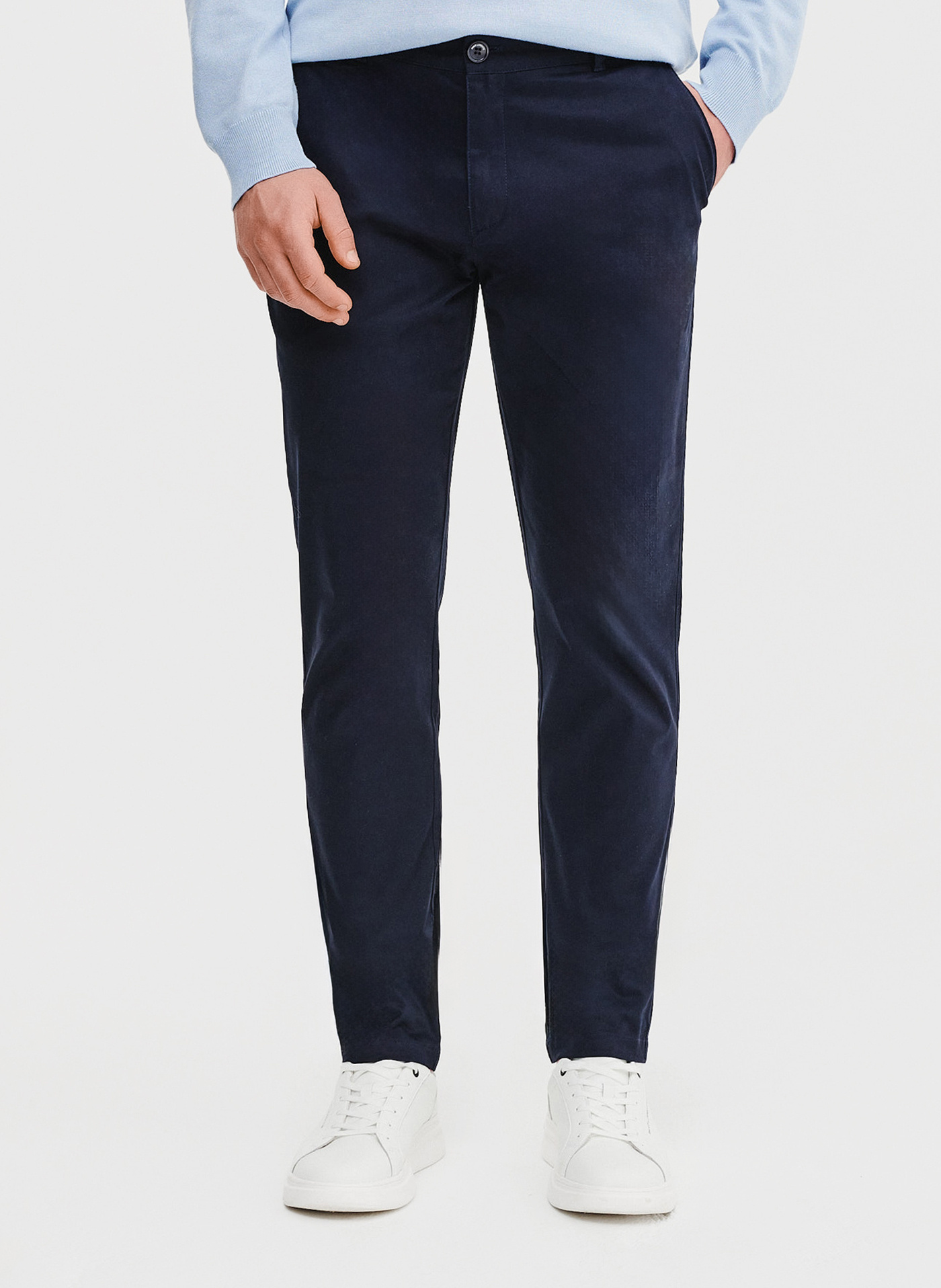 PAKO LORENTE – Granatowe gładkie spodnie męskie