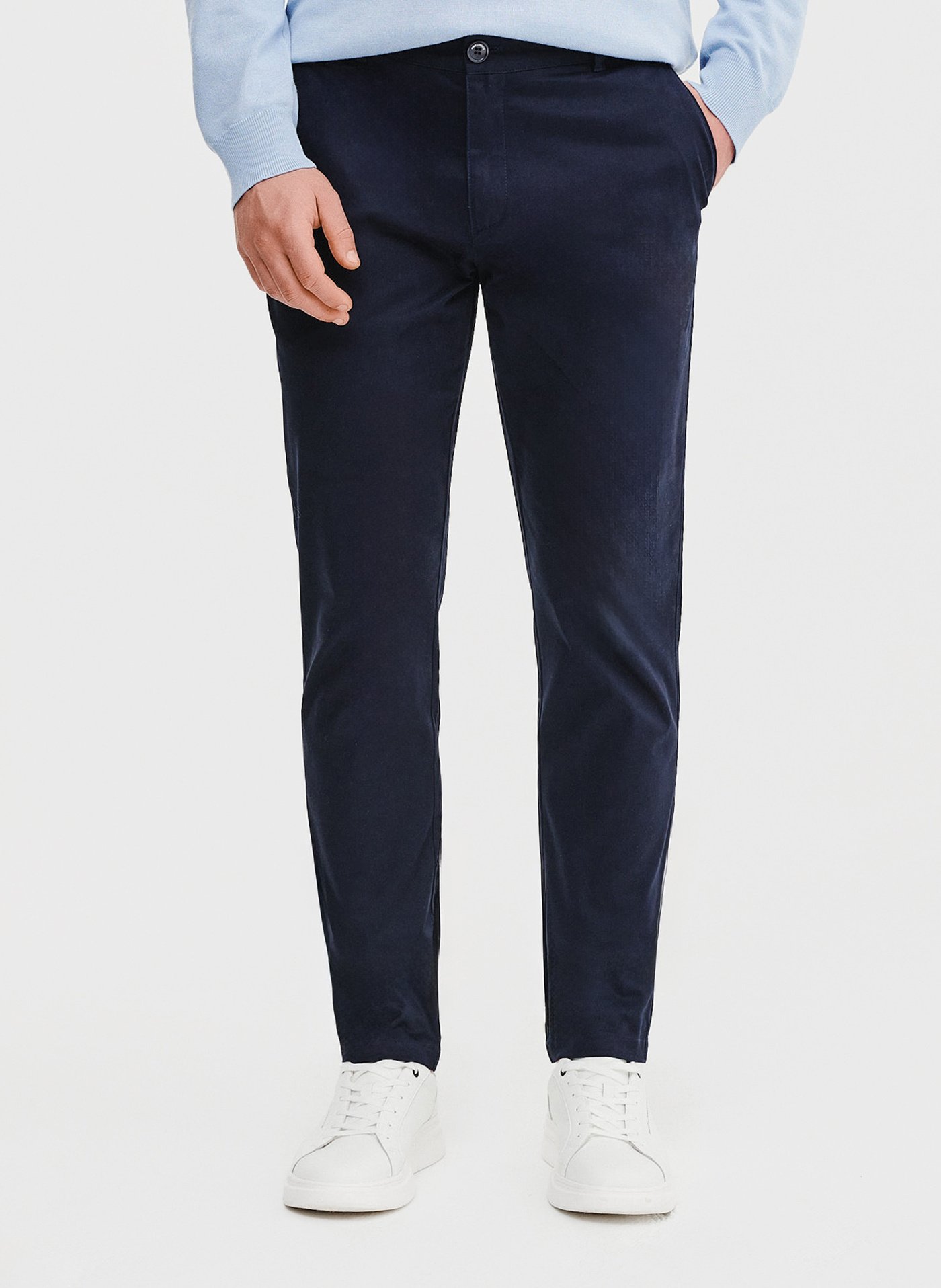 PAKO LORENTE – Granatowe gładkie spodnie męskie