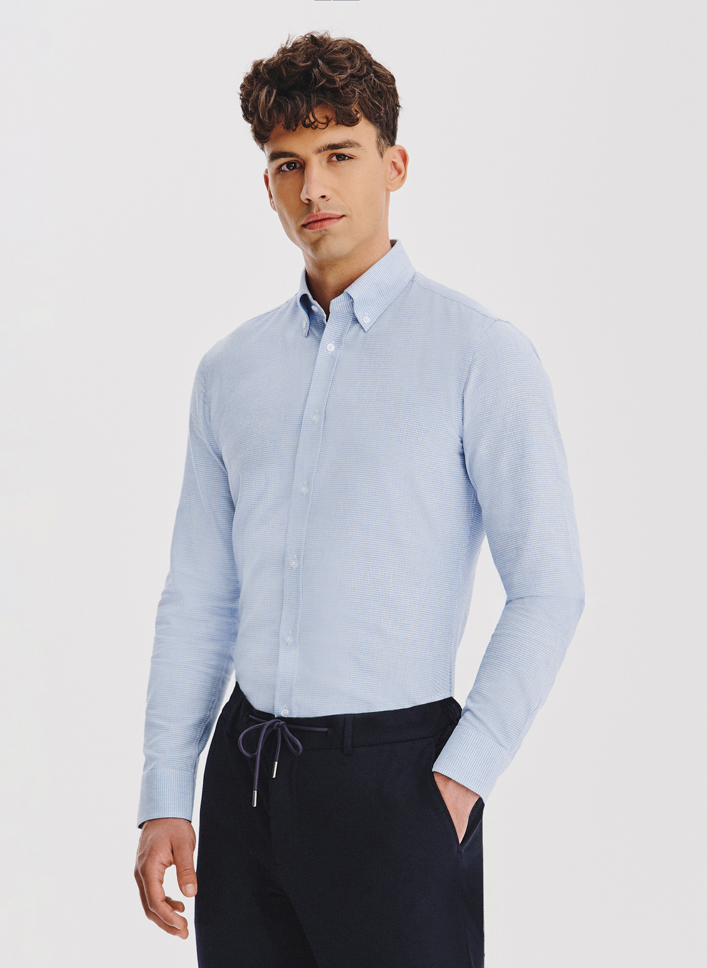 PAKO LORENTE - Niebieska koszula w pepitkę