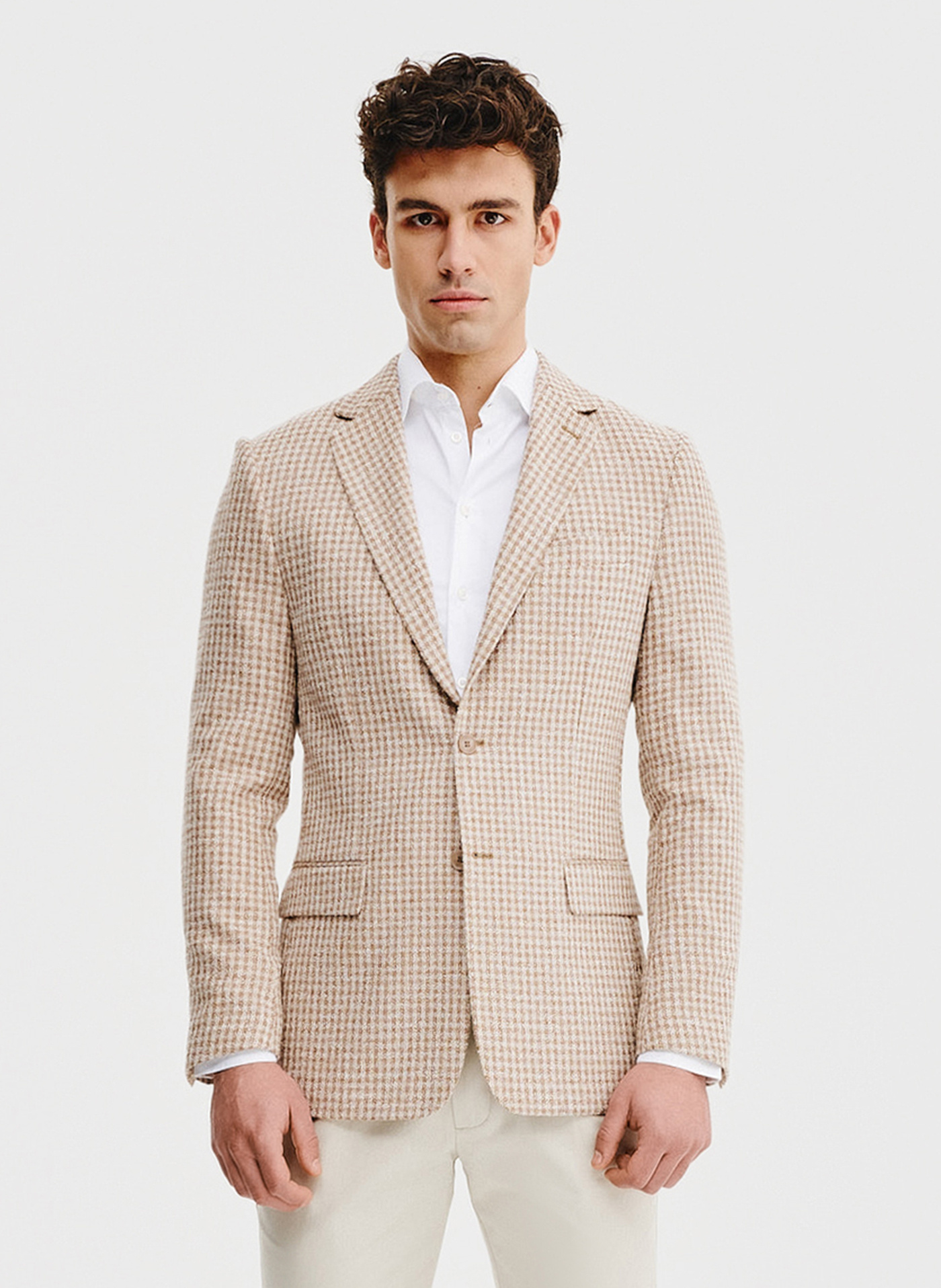 PAKO LORENTE – Beżowa marynarka w pepitkę