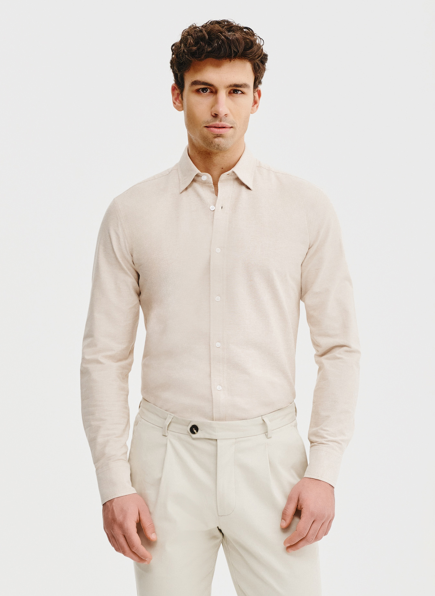 PAKO LORENTE – Beżowa bawełniana koszula męska