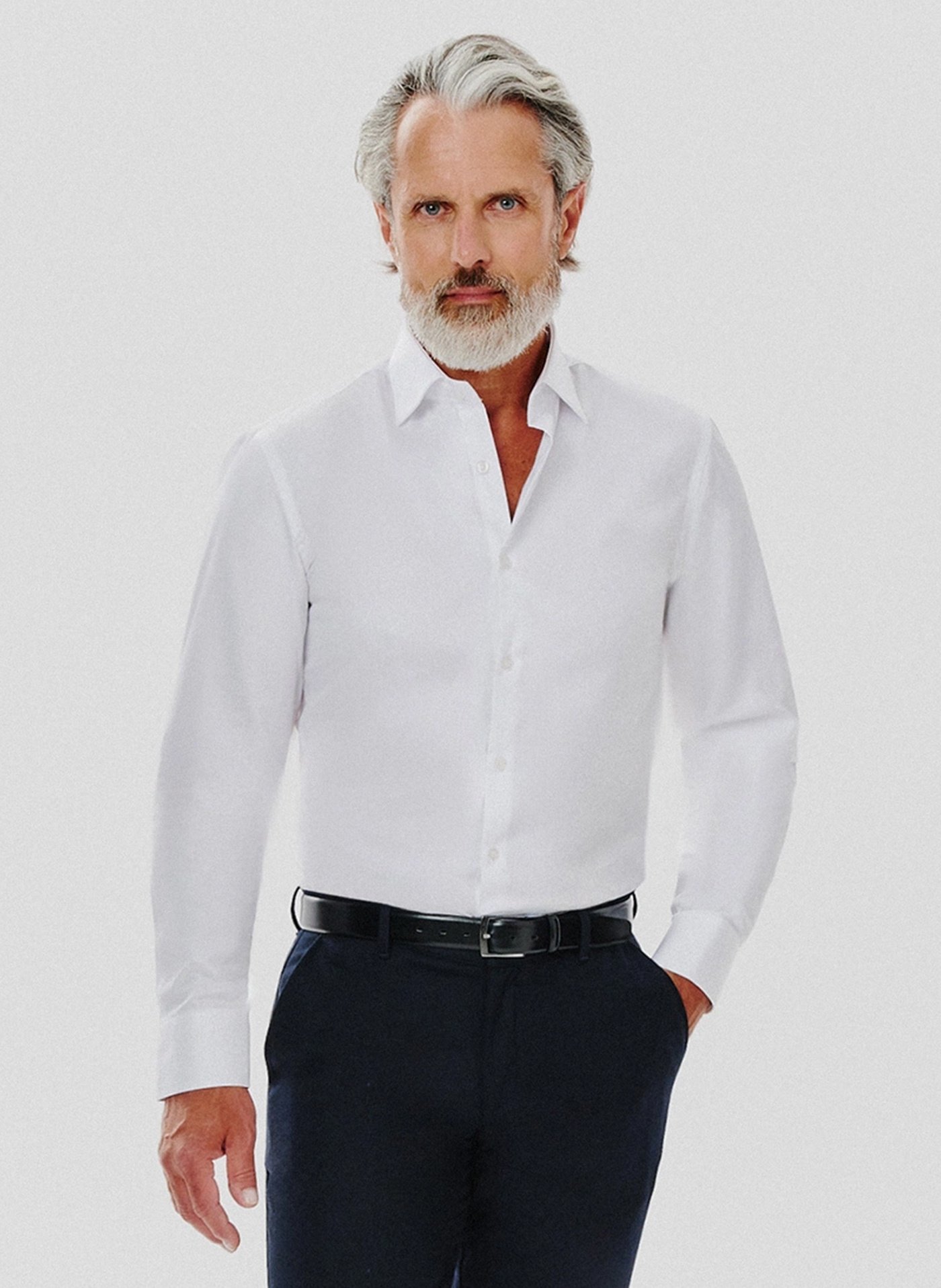 PAKO LORENTE – Gładka koszula męska w białym kolorze