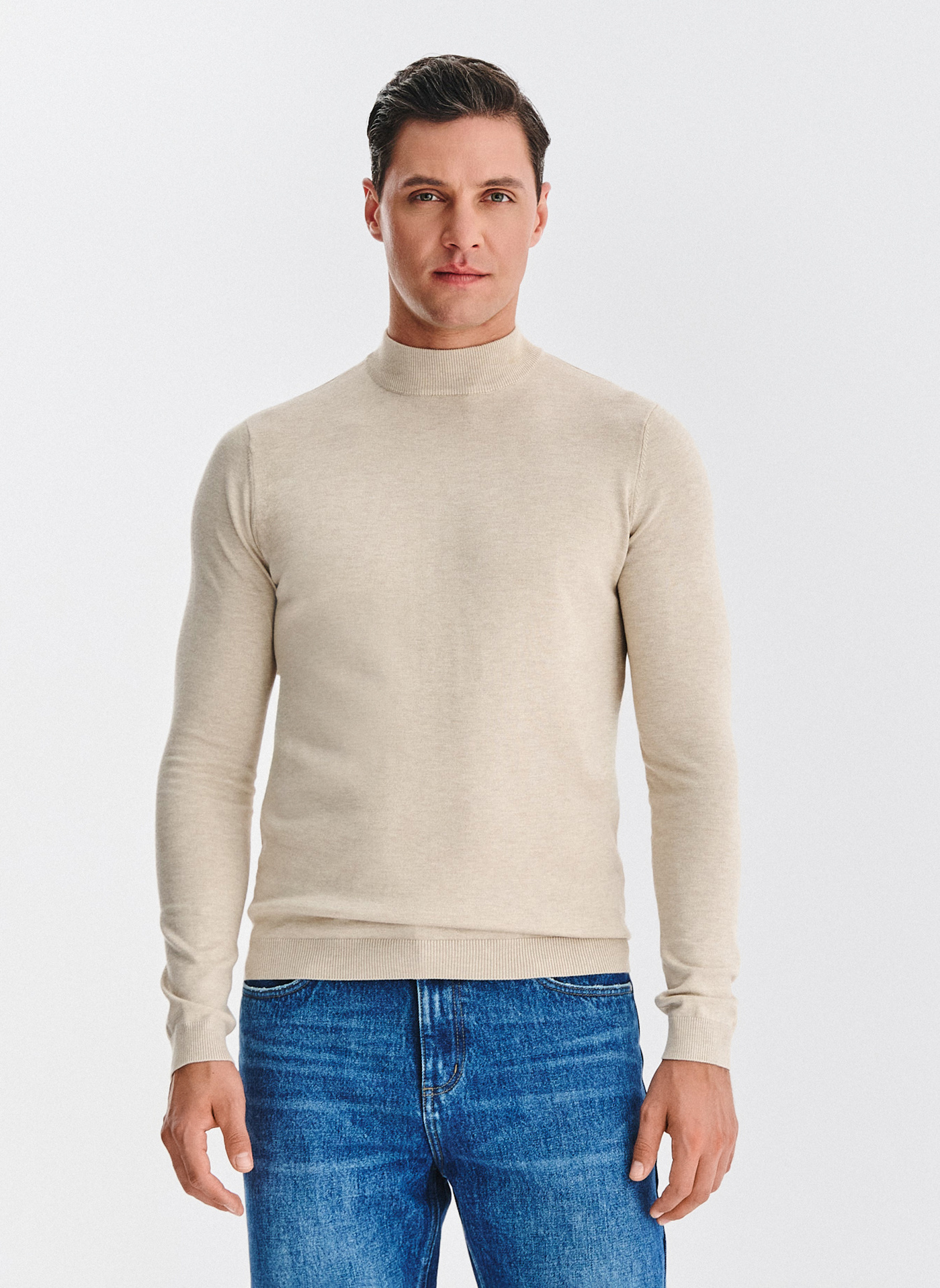 PAKO LORENTE – Beżowy półgolf męski