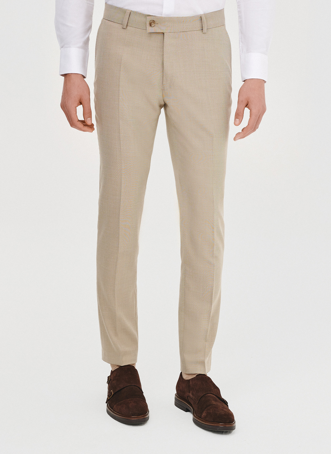 PAKO LORENTE – Beżowe spodnie ganiturowe