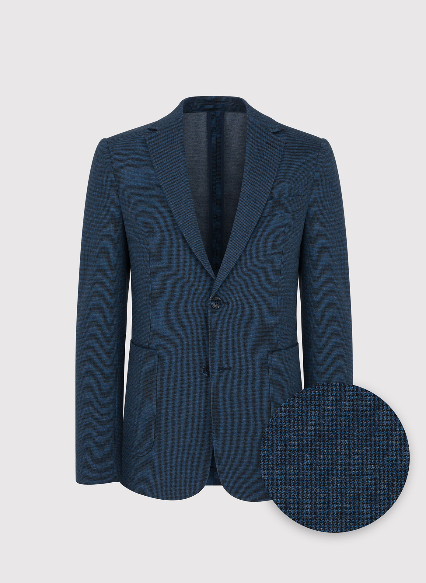 PAKO LORENTE - Granatowa marynarka w pepitkę z dzianiny