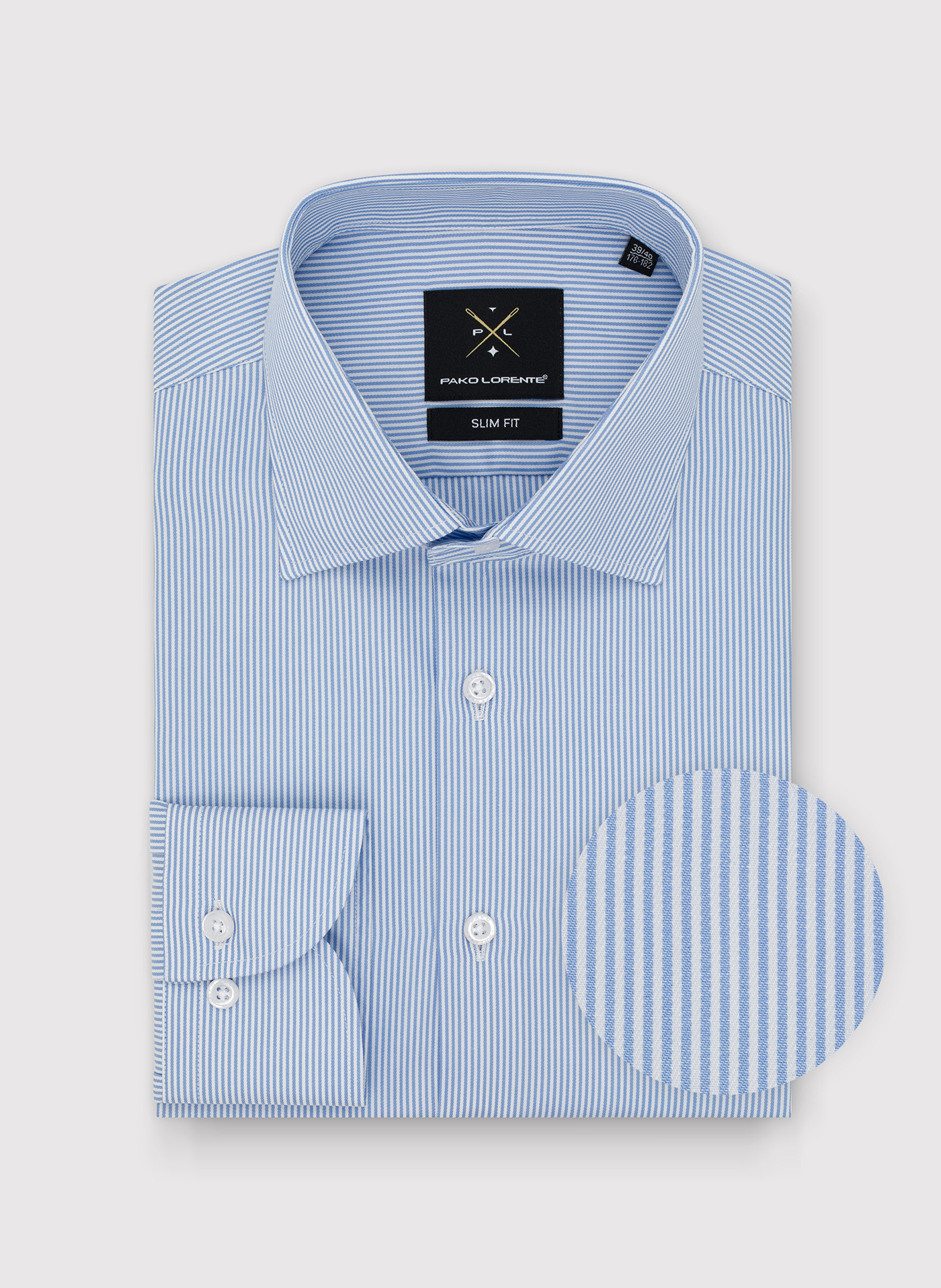PAKO LORENTE – Bawełniana koszula męska w niebieskie paski