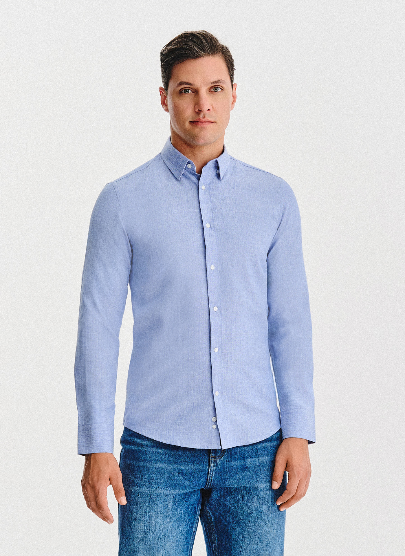 PAKO LORENTE - Niebieska koszula męska melanż