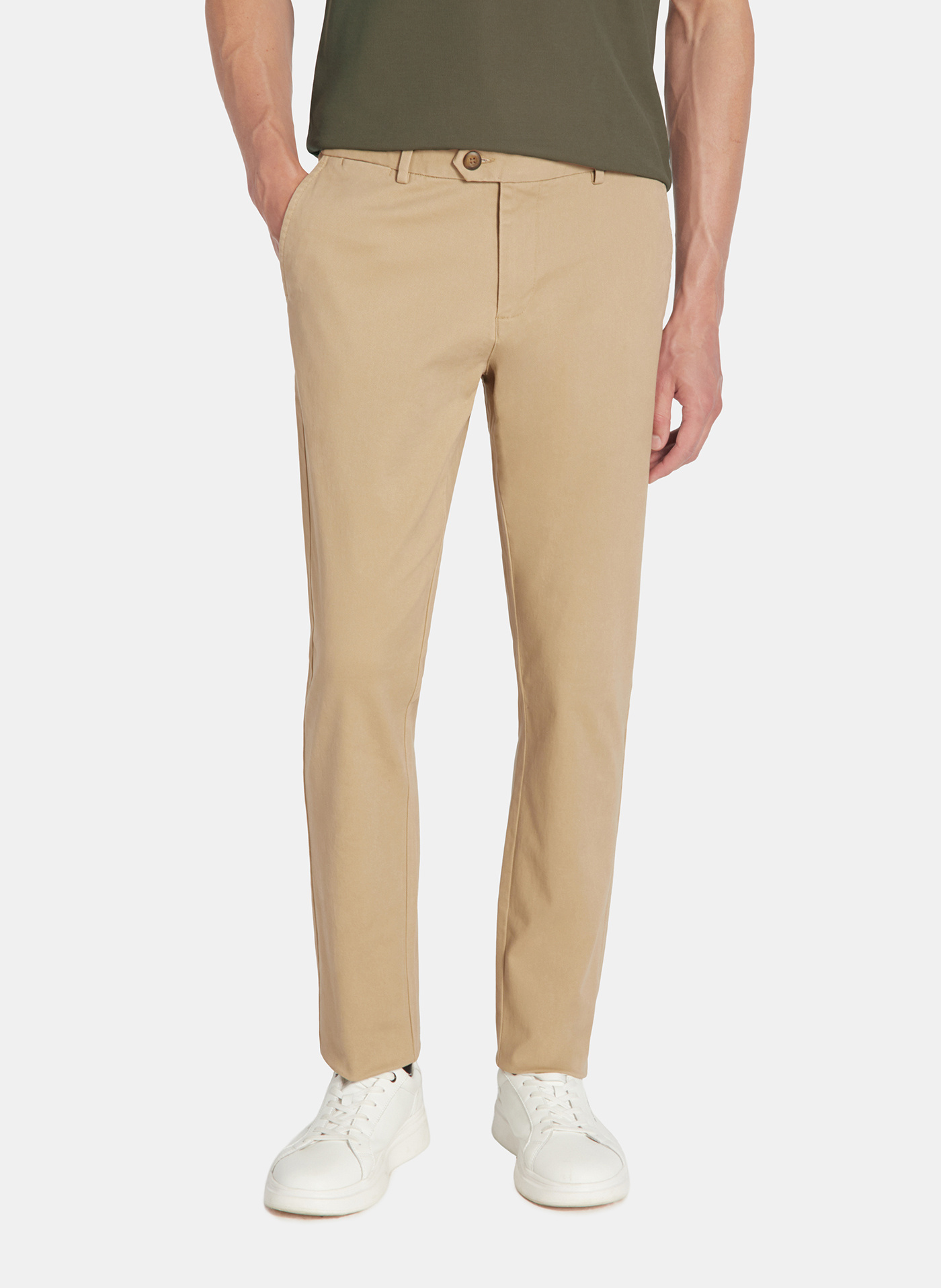 PAKO LORENTE - Beżowe spodnie chino z bawełną