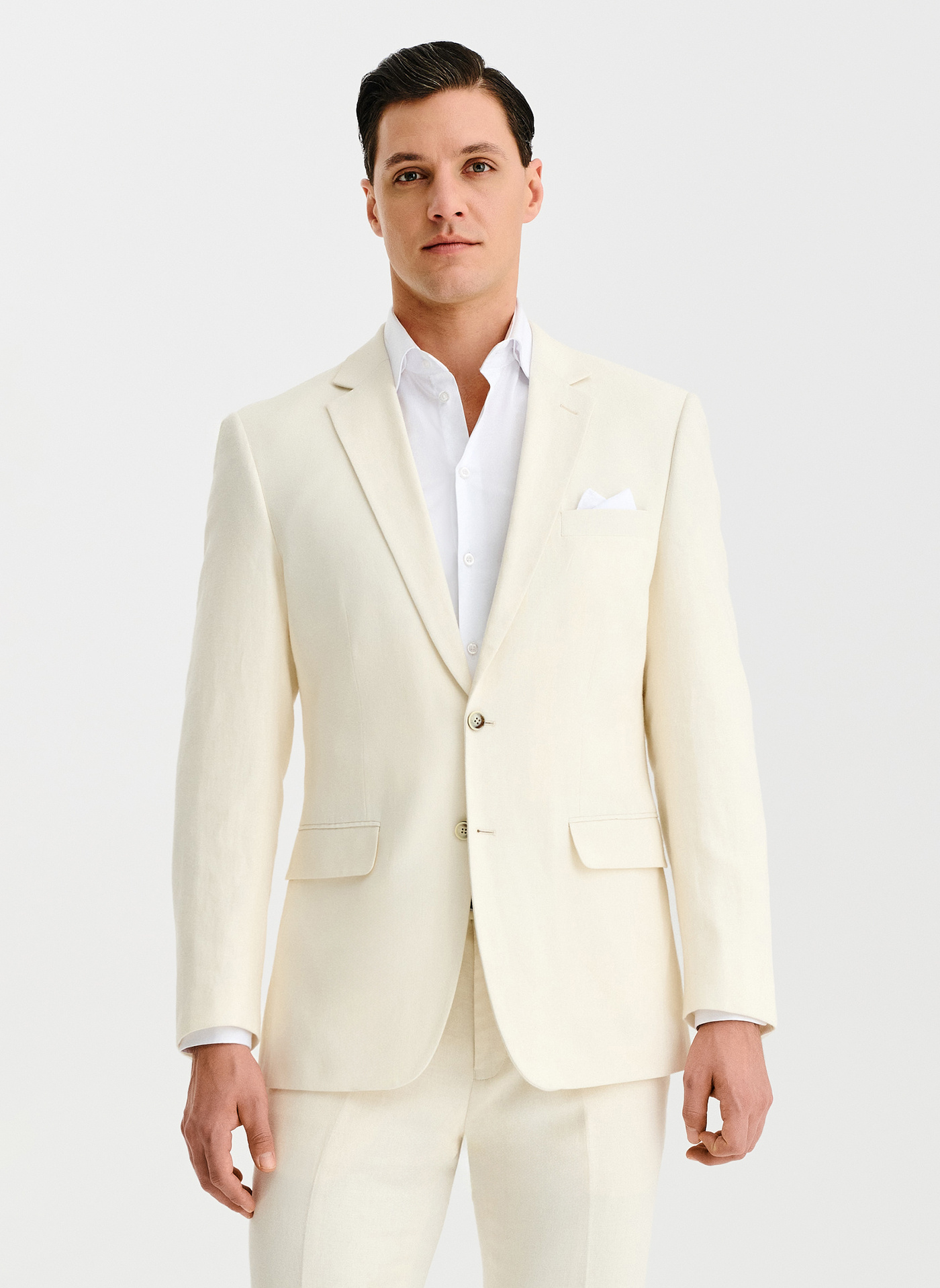 PAKO LORENTE - Beżowa marynarka garniturowa z lnem