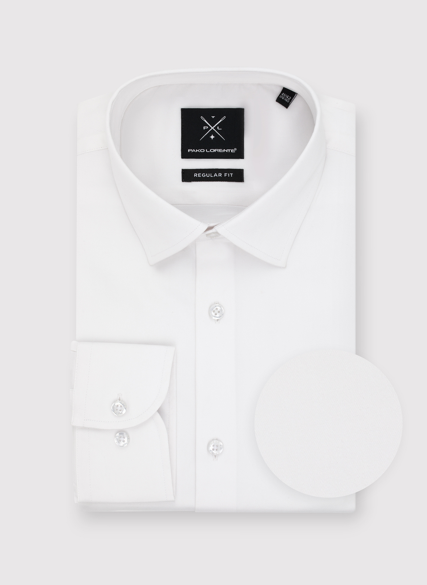 PAKO LORENTE - Biała koszula męska z długim rękawem