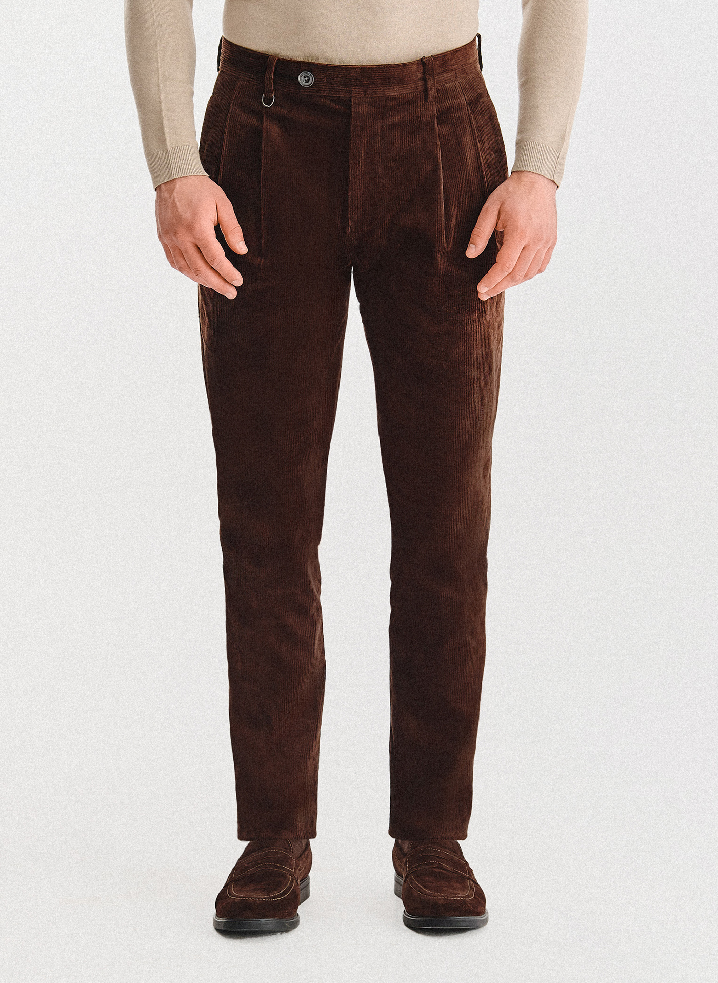 PAKO LORENTE - Brązowe spodnie z zakładkami