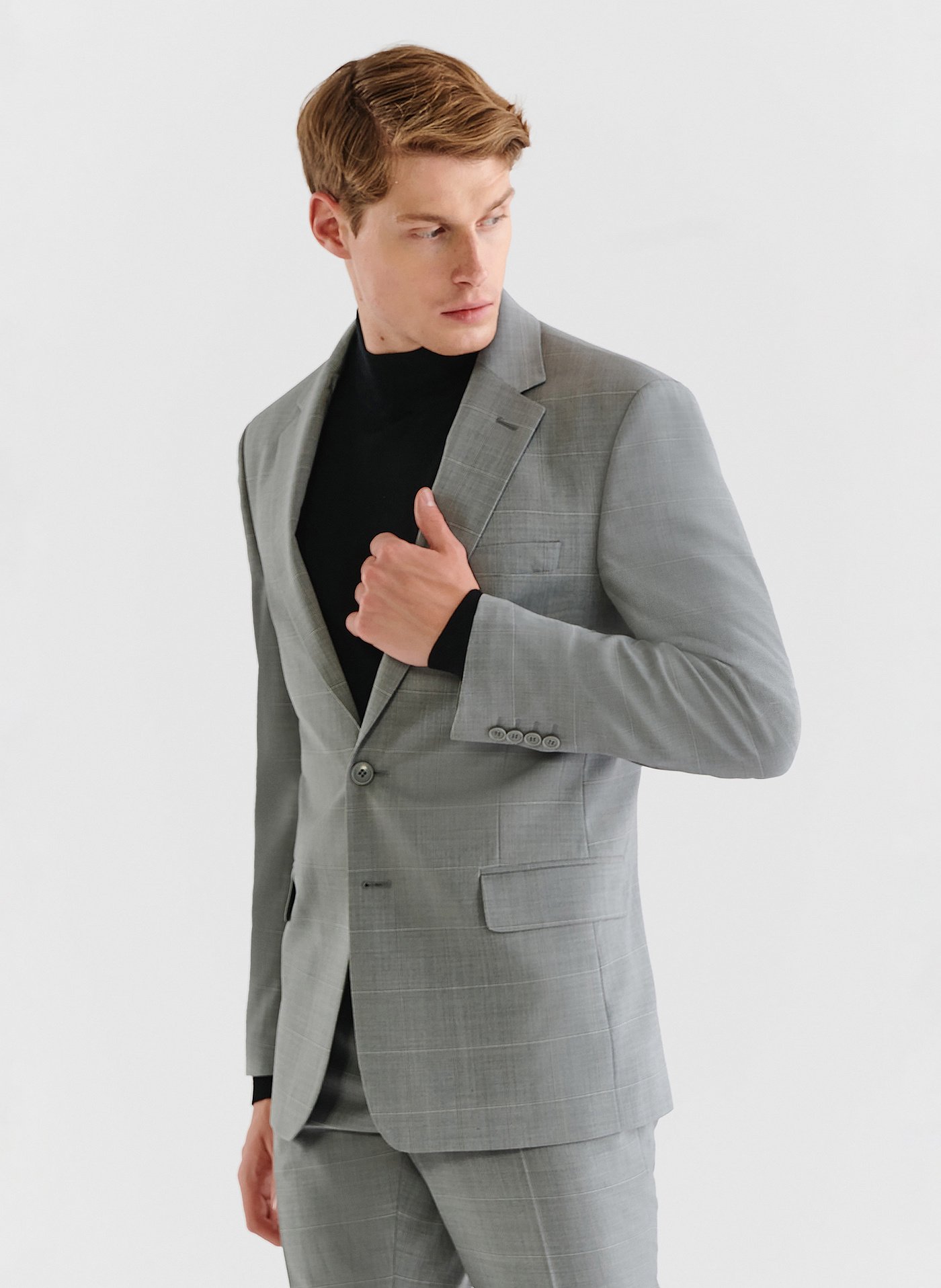 PAKO LORENTE – Szara marynarka garniturowa w delikatną kratę