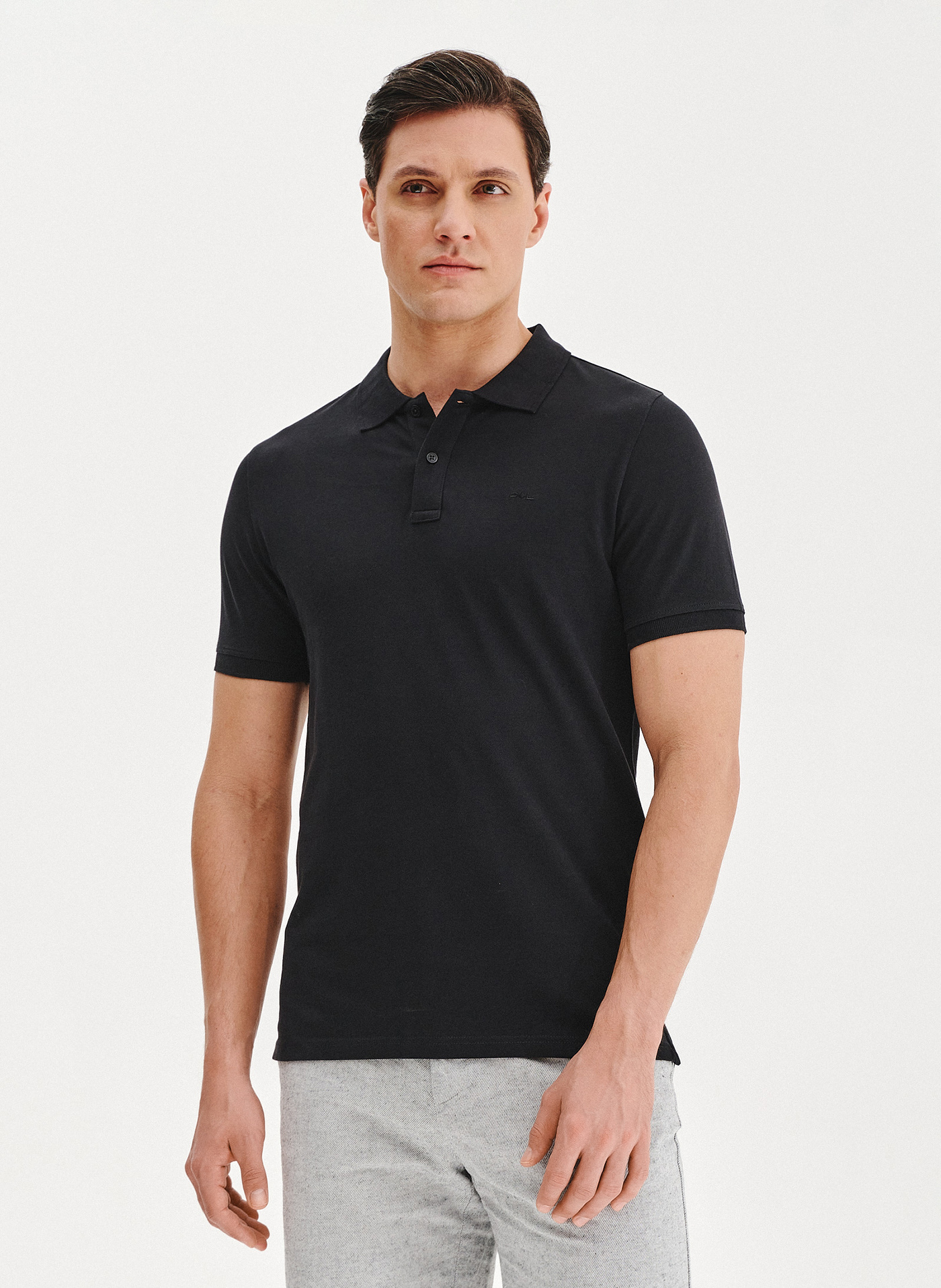 PAKO LORENTE - Czarny gładki t-shirt polo