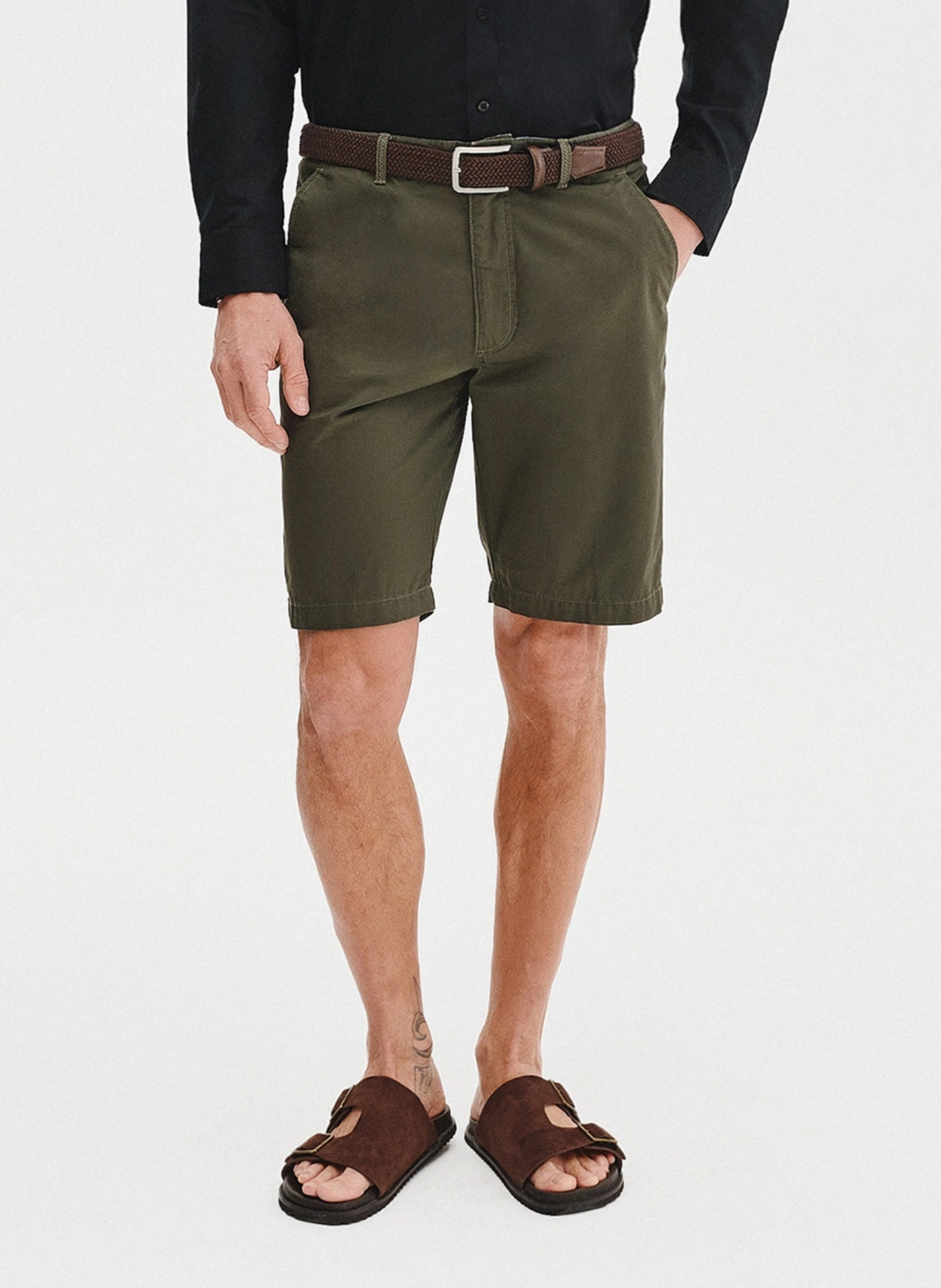 PAKO LORENTE - Bawełniane zielone szorty męskie