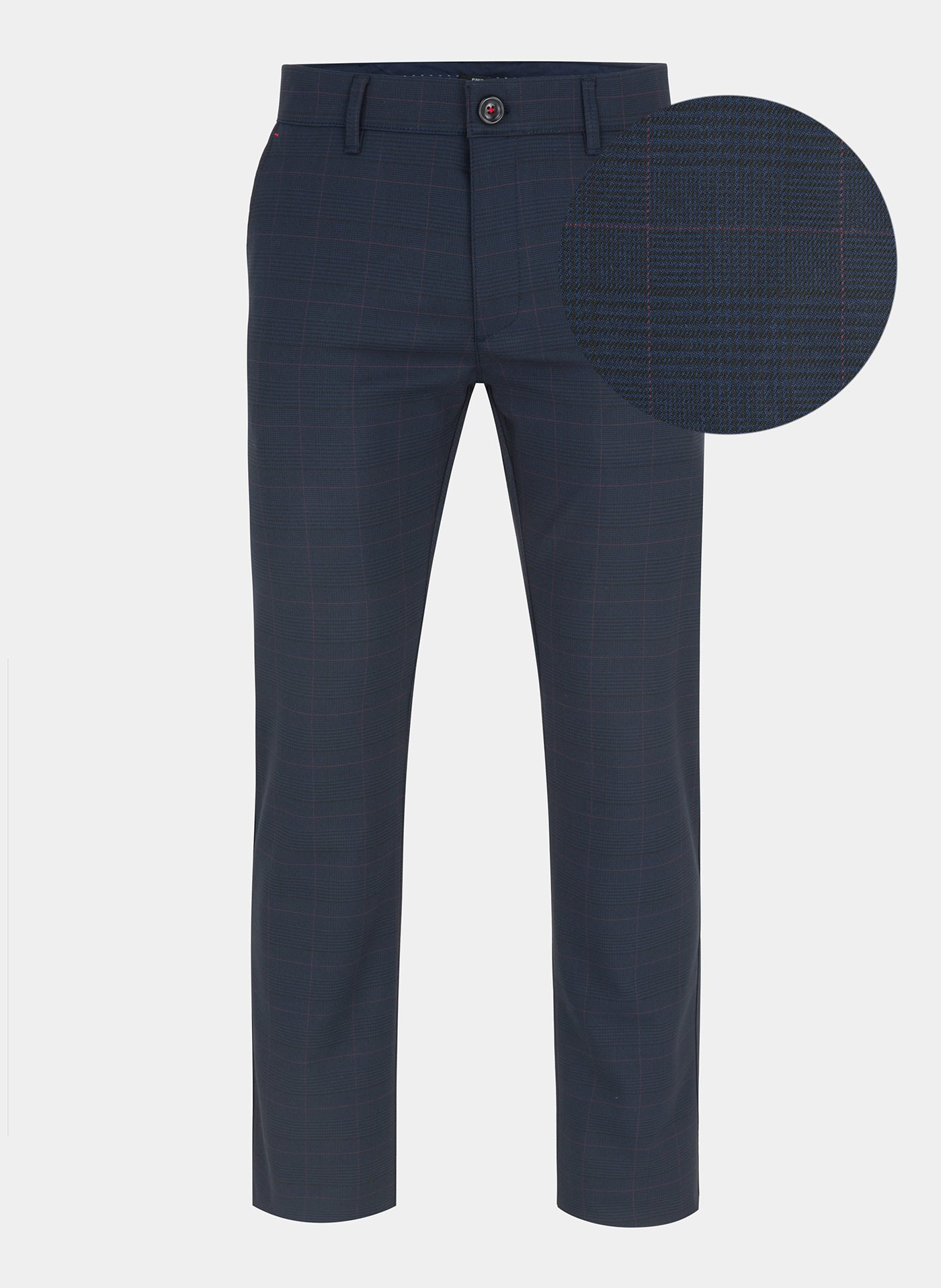 PAKO LORENTE – Granatowe spodnie męskie NIMA w subtelną kratę P000B-WX-214-G