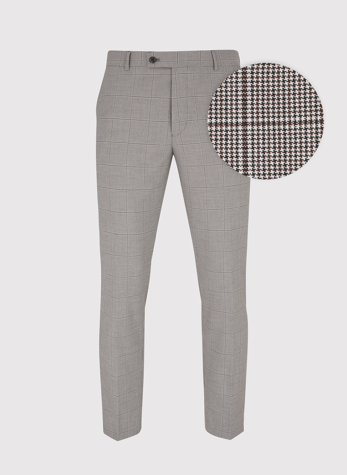 PAKO LORENTE – Brązowe spodnie garniturowe w kratę