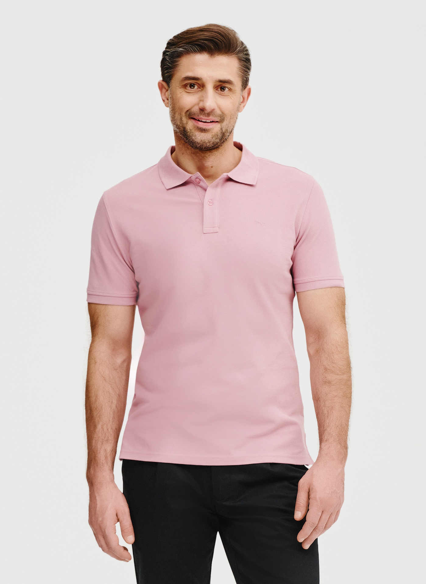 PAKO LORENTE – Gładki t-shirt polo w różowym kolorze