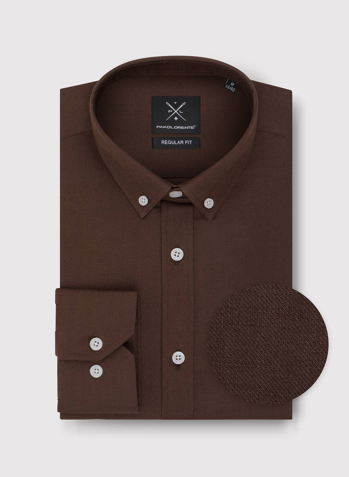 PAKO LORENTE – Brązowa bawełniana koszula męska