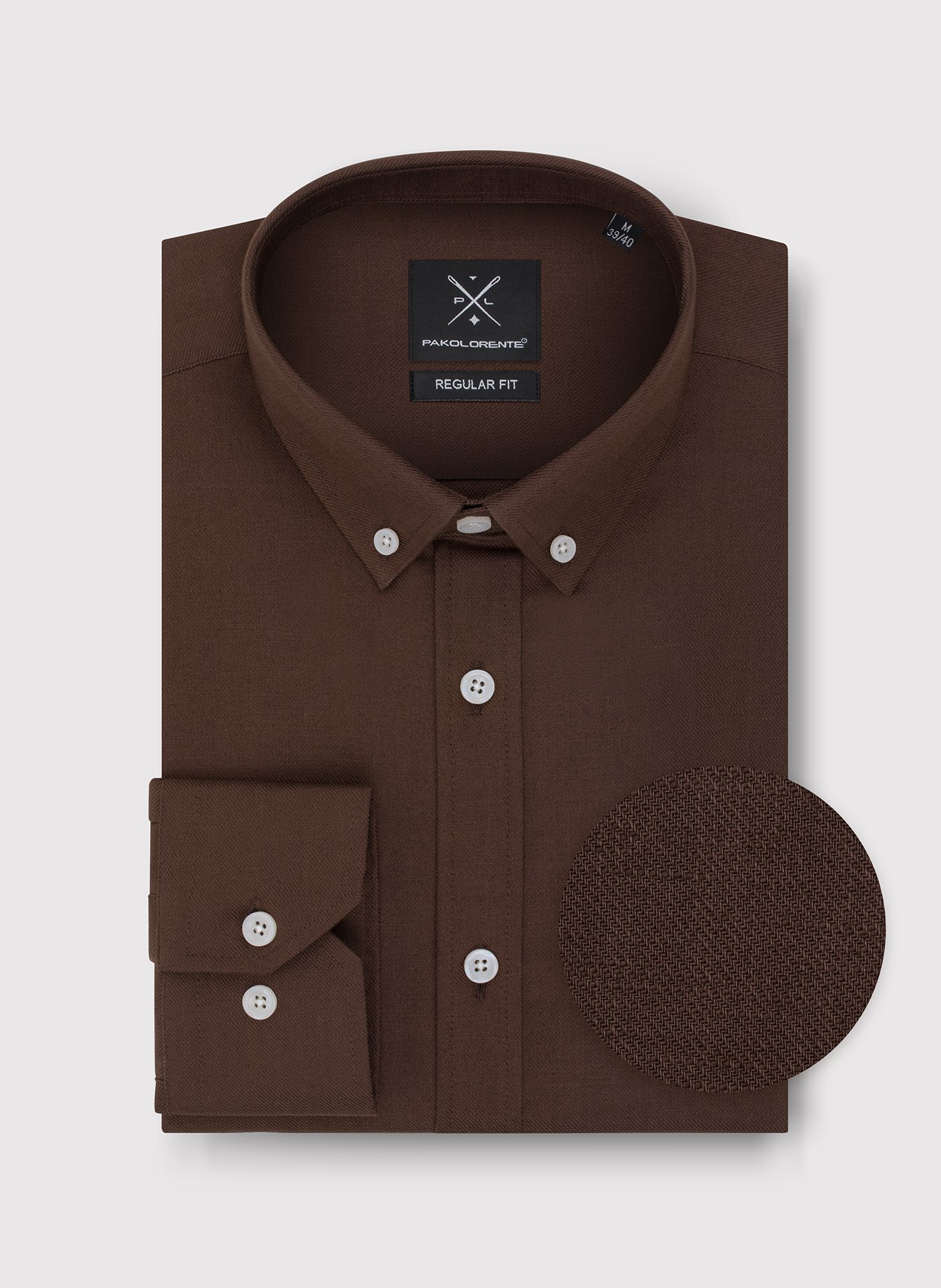 PAKO LORENTE – Brązowa bawełniana koszula męska