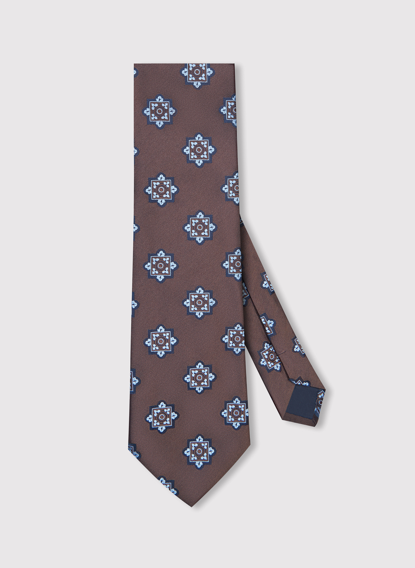 PAKO LORENTE - Brązowy krawat męski we wzór geometryczny