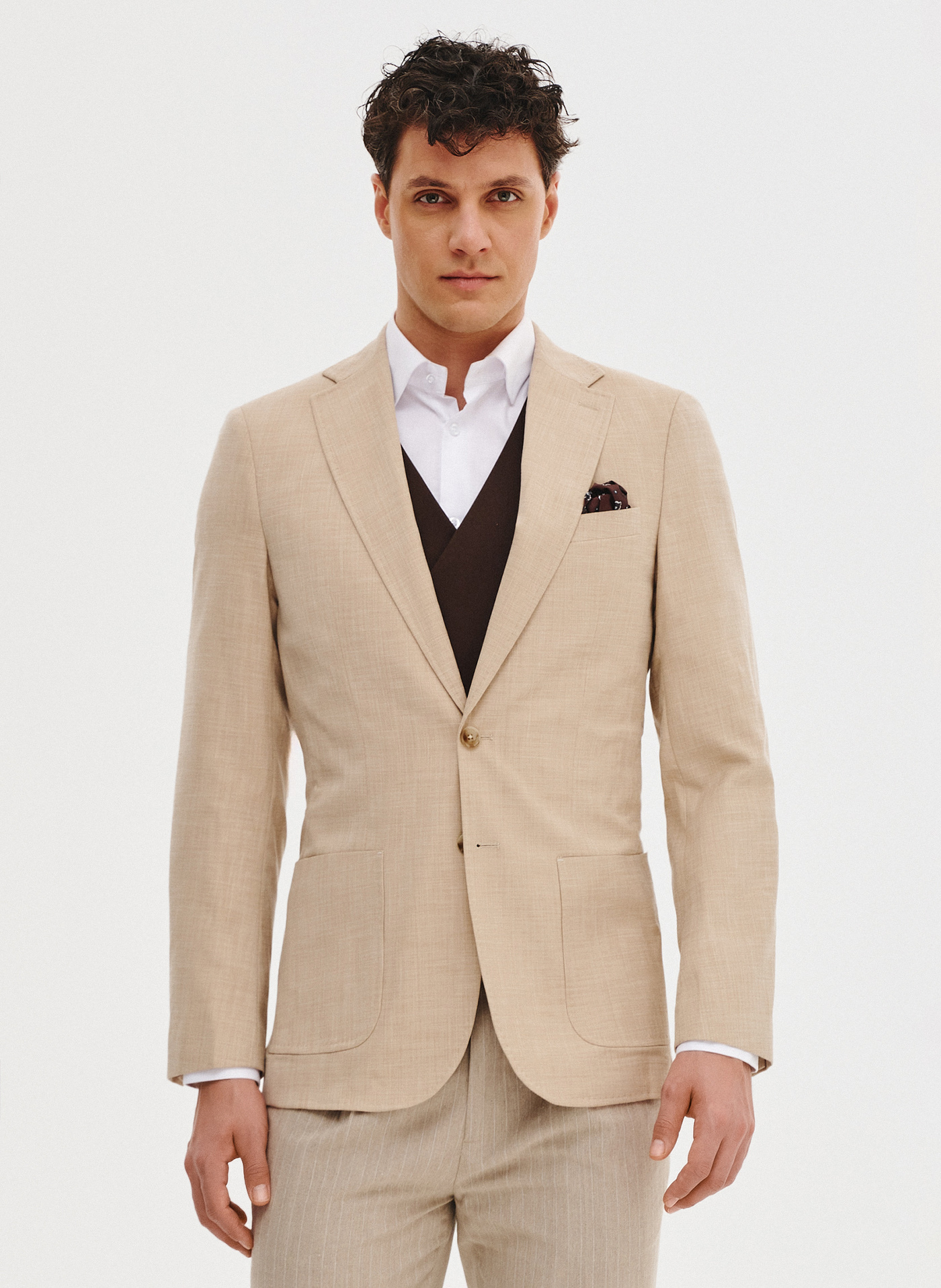 PAKO LORENTE – Casualowa marynarka męska w kolorze beżowym