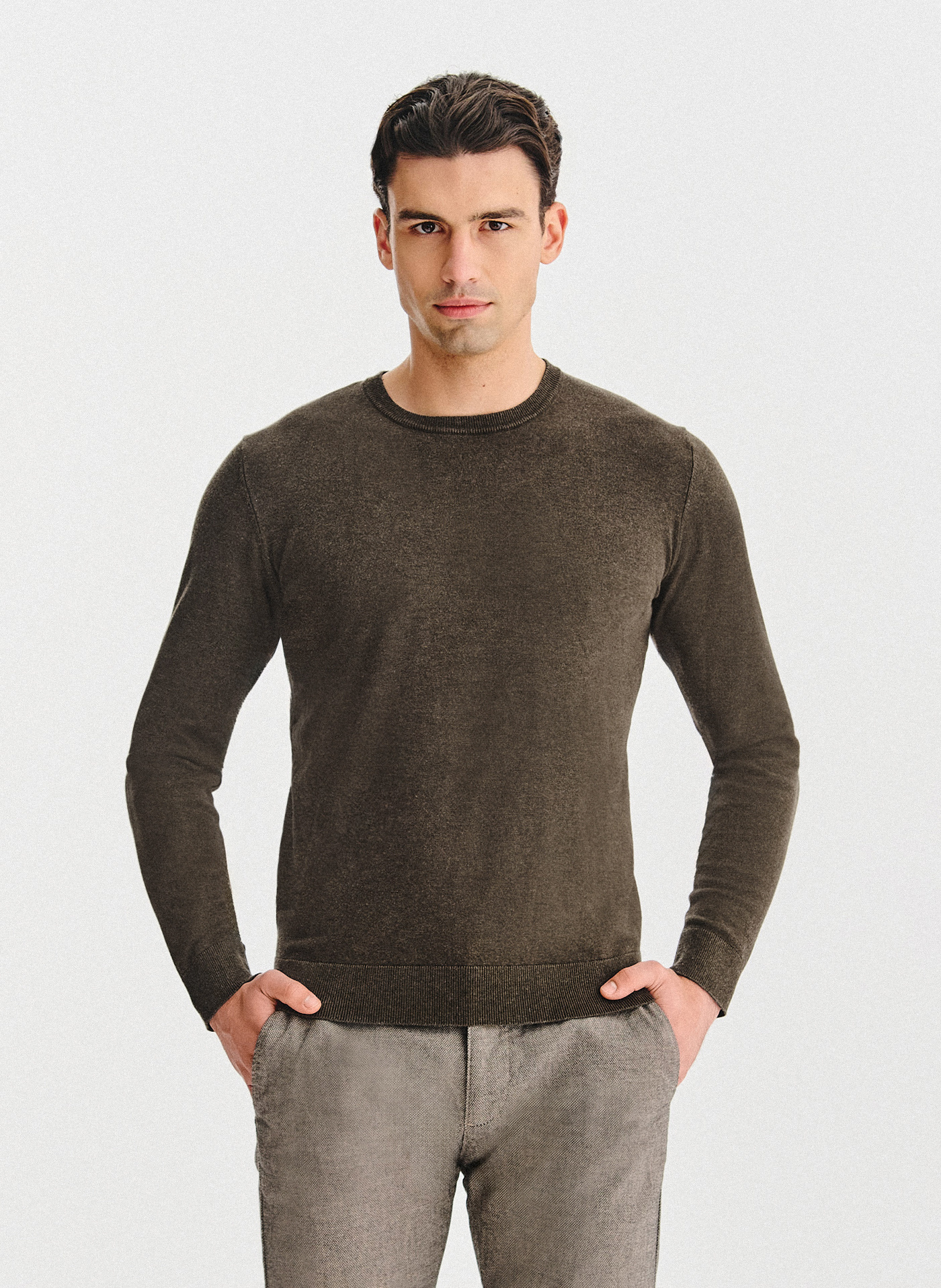 PAKO LORENTE – Brązowy sweter męski o-neck