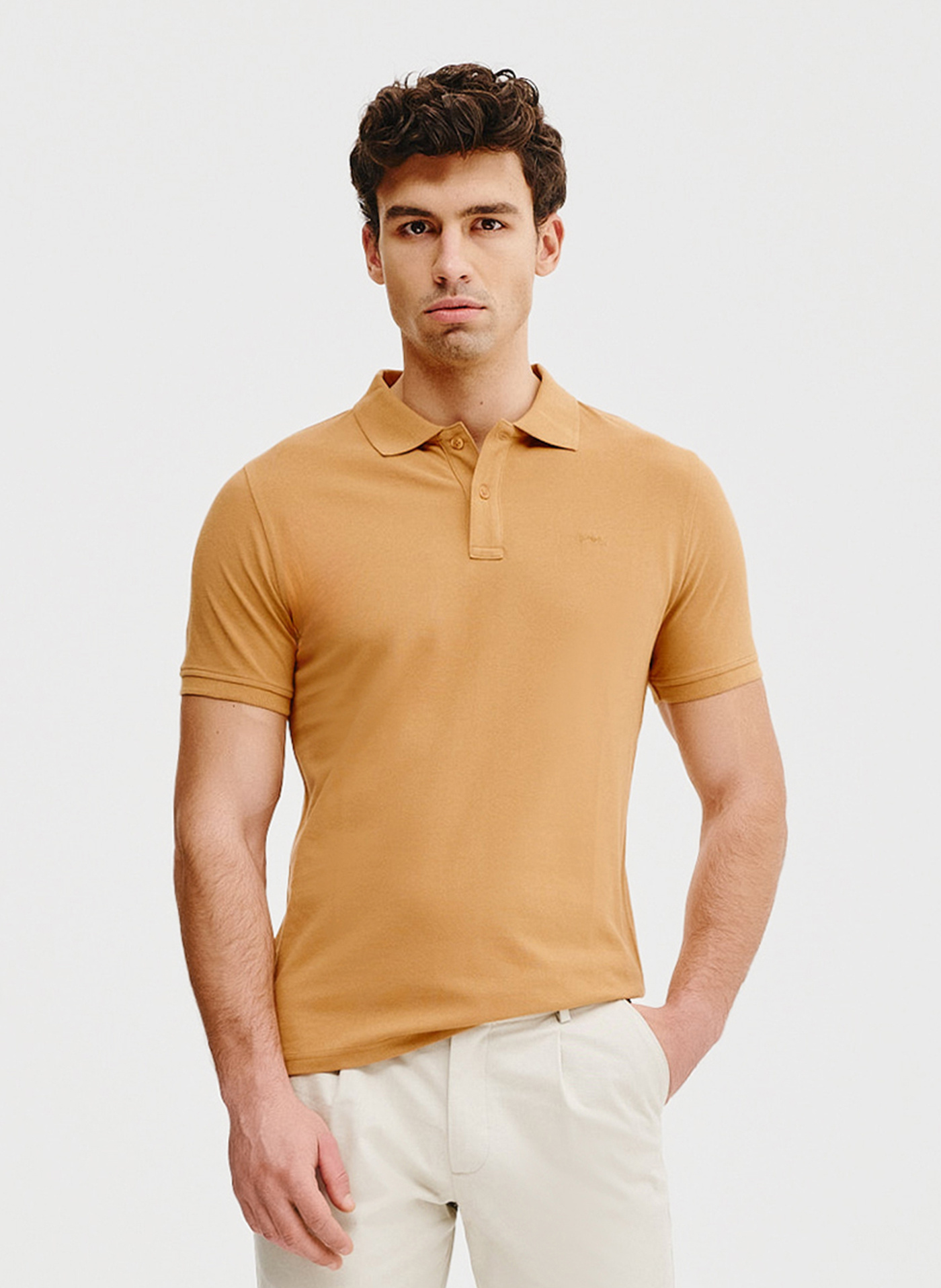 PAKO LORENTE – Gładki t-shirt polo w pomarańczowym kolorze