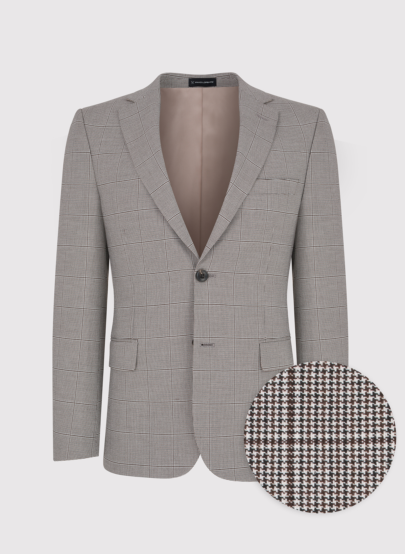 PAKO LORENTE – Brązowa marynarka garniturowa w kratkę