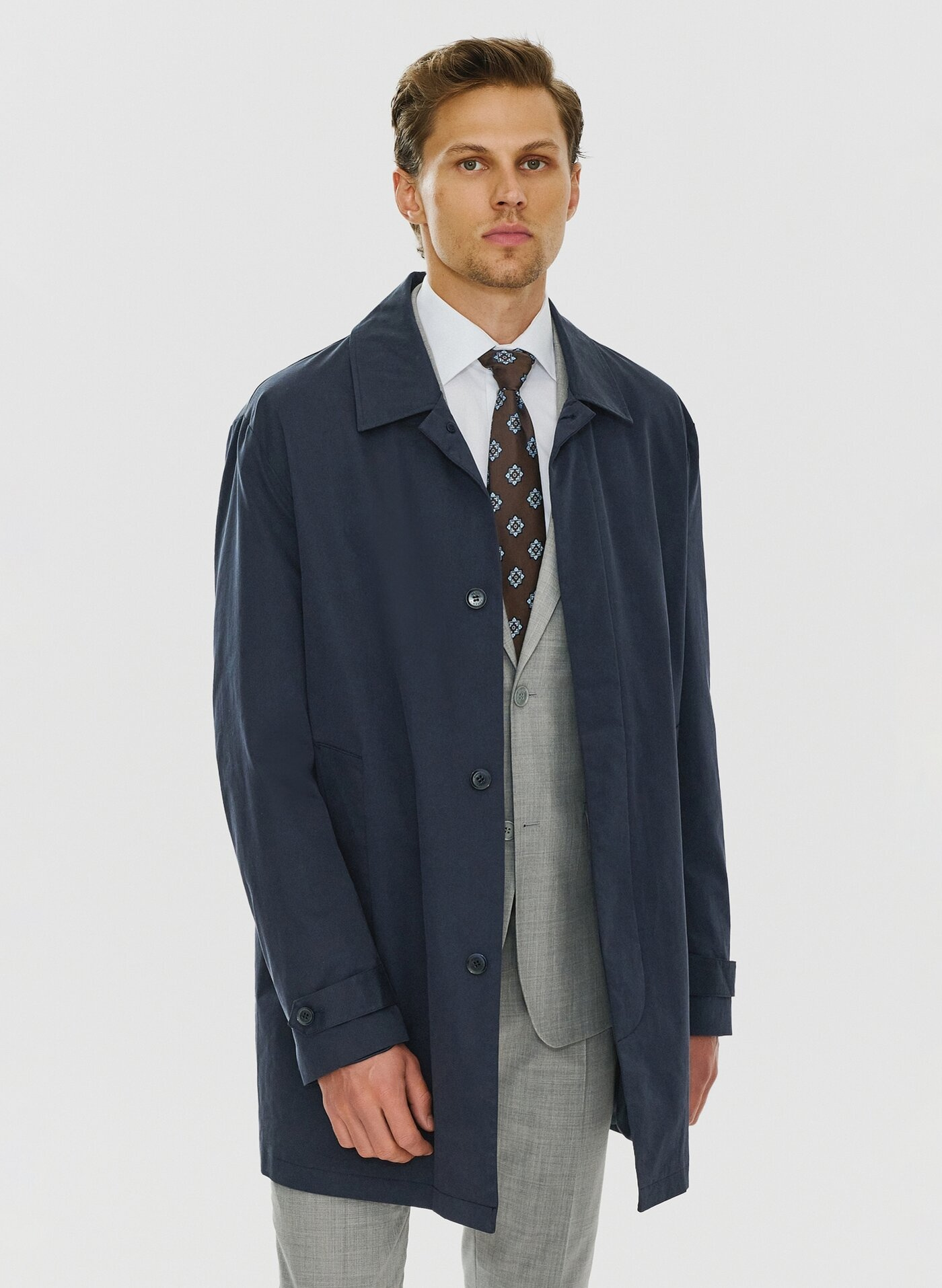 PAKO LORENTE – Granatowy wiosenny płaszcz męski P24SF-7X-001-G-0 - Pako Lorente