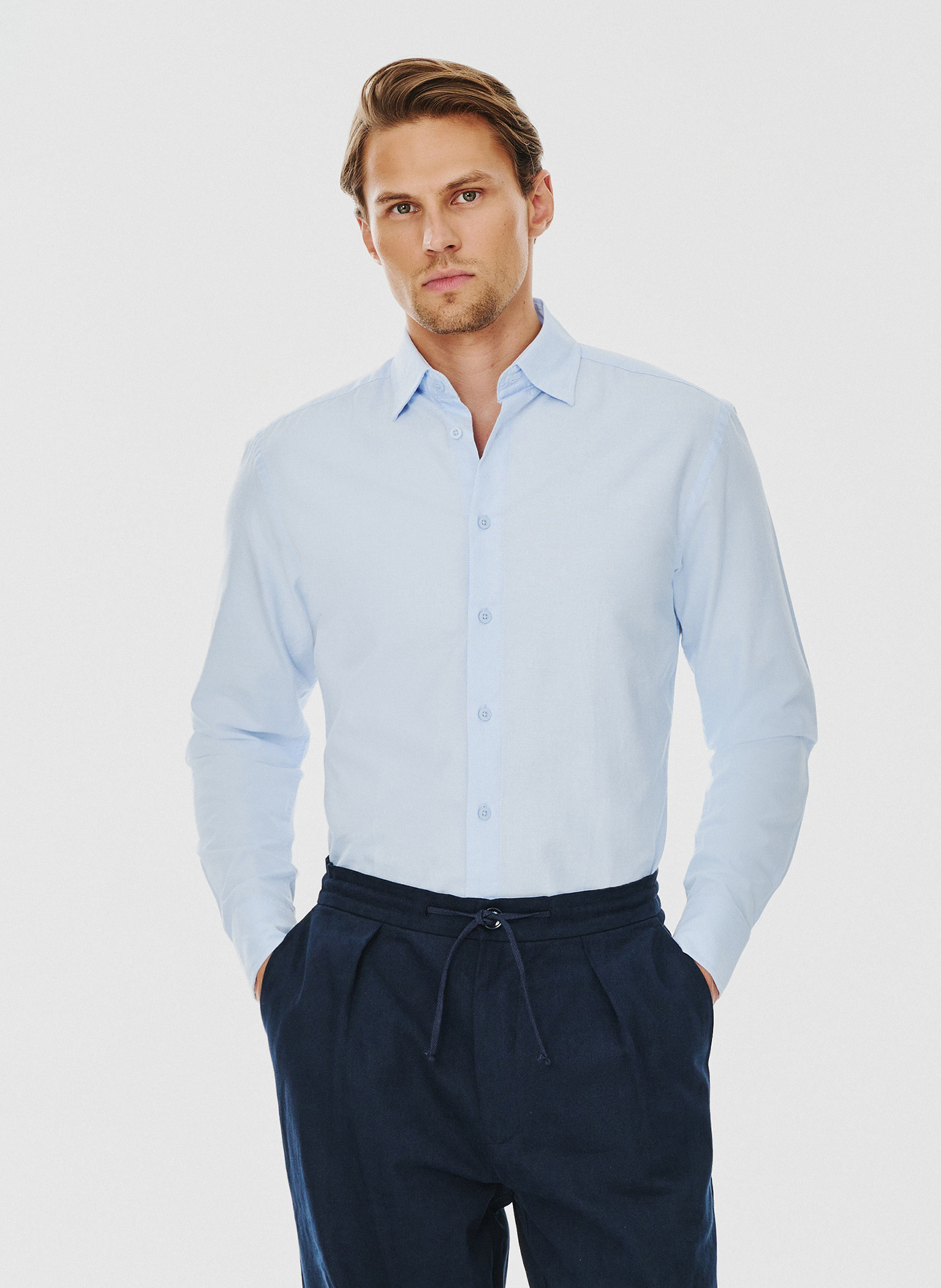 PAKO LORENTE – Niebieska bawełniana koszula męska