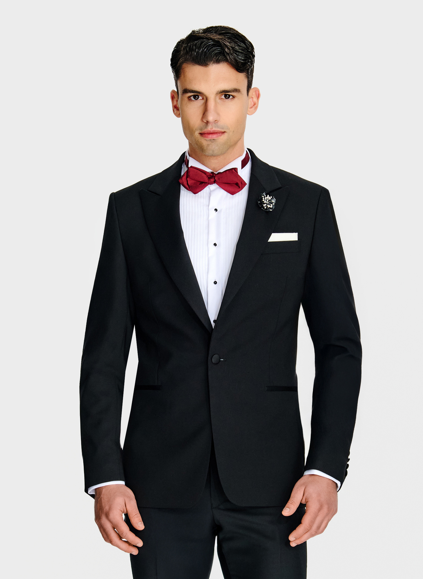 PAKO LORENTE - Wełniana jednorzędowa marynarka smokingowa