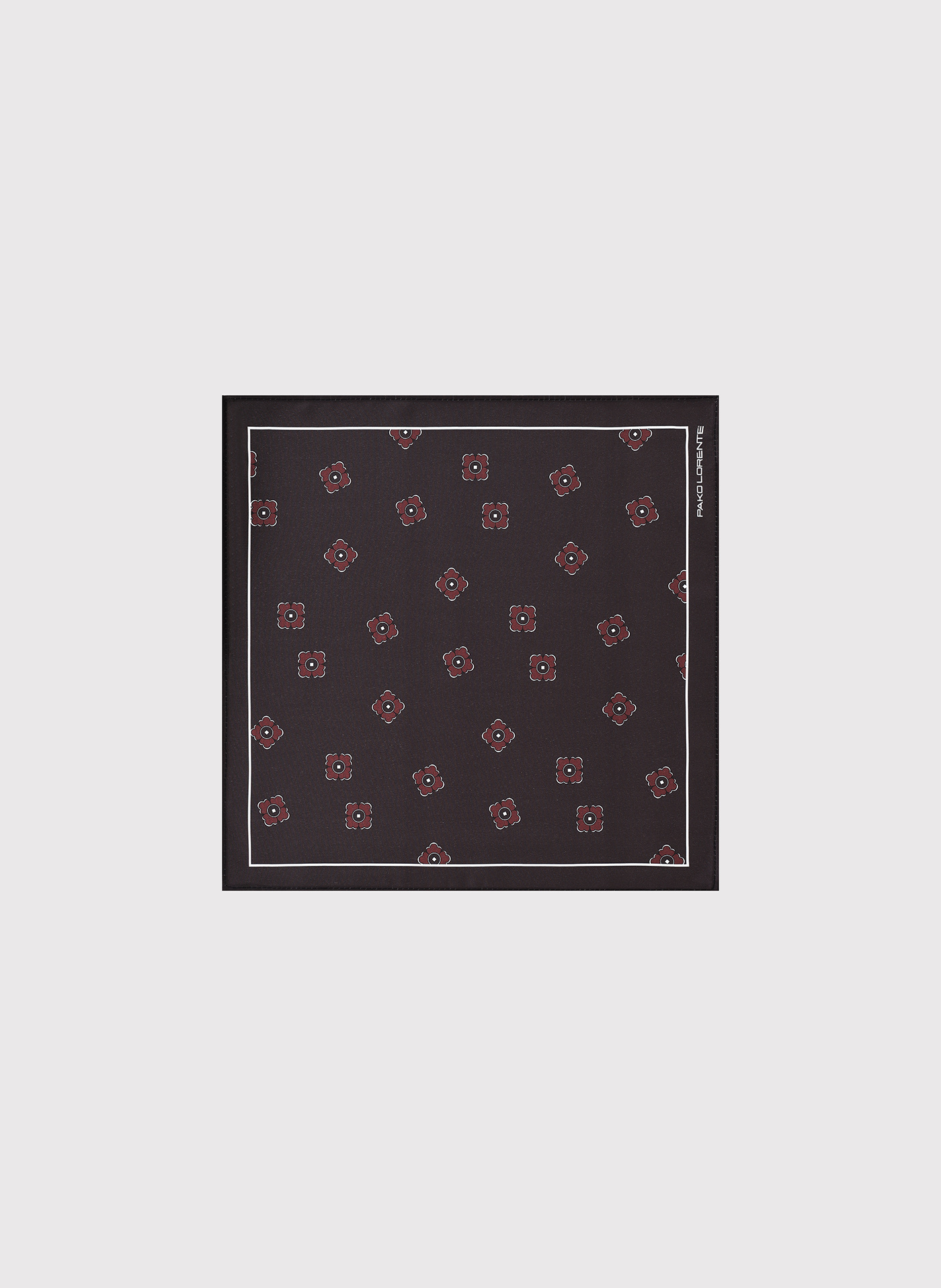 PAKO LORENTE - Wzorzysta czekoladowa poszetka męska