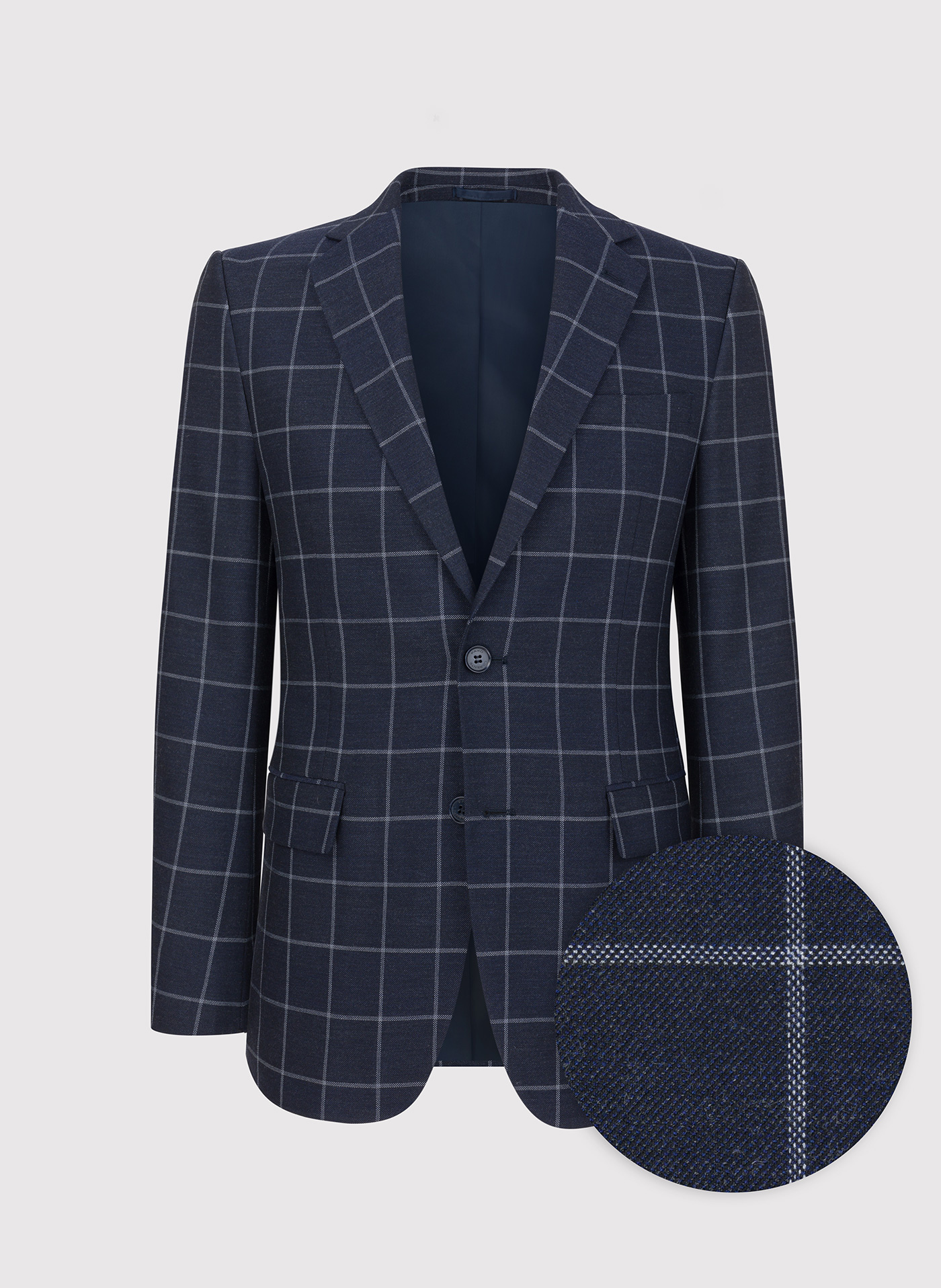 PAKO LORENTE – Casualowa granatowa marynarka w jasną kratę