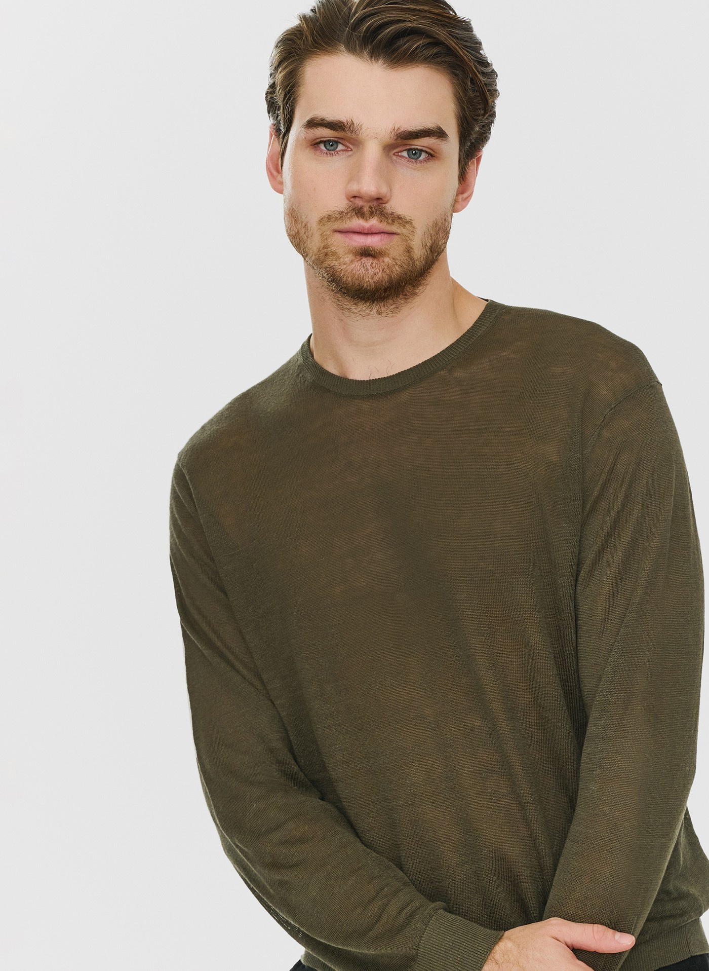 PAKO LORENTE – Zielony lniany sweter P24SP-2X-003-Z-0 - Pako Lorente