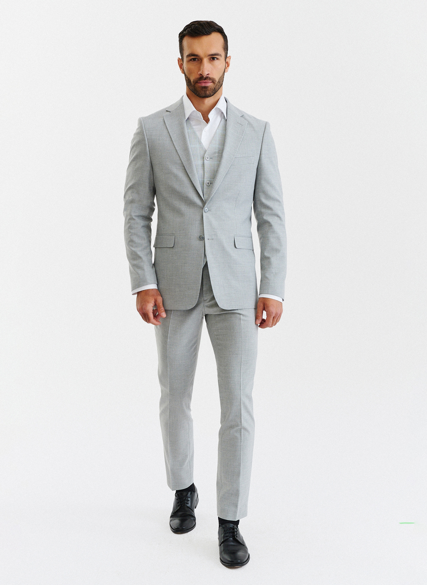 PAKO LORENTE – Męskie jasnoszare spodnie garniturowe