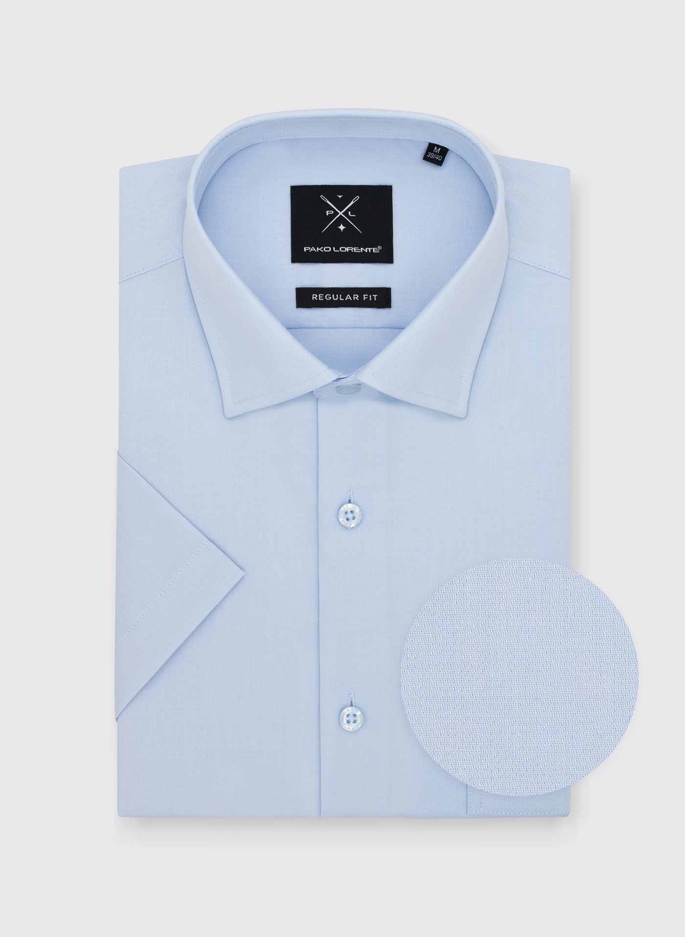 PAKO LORENTE - Niebieska koszula męska z krótkim rękawem