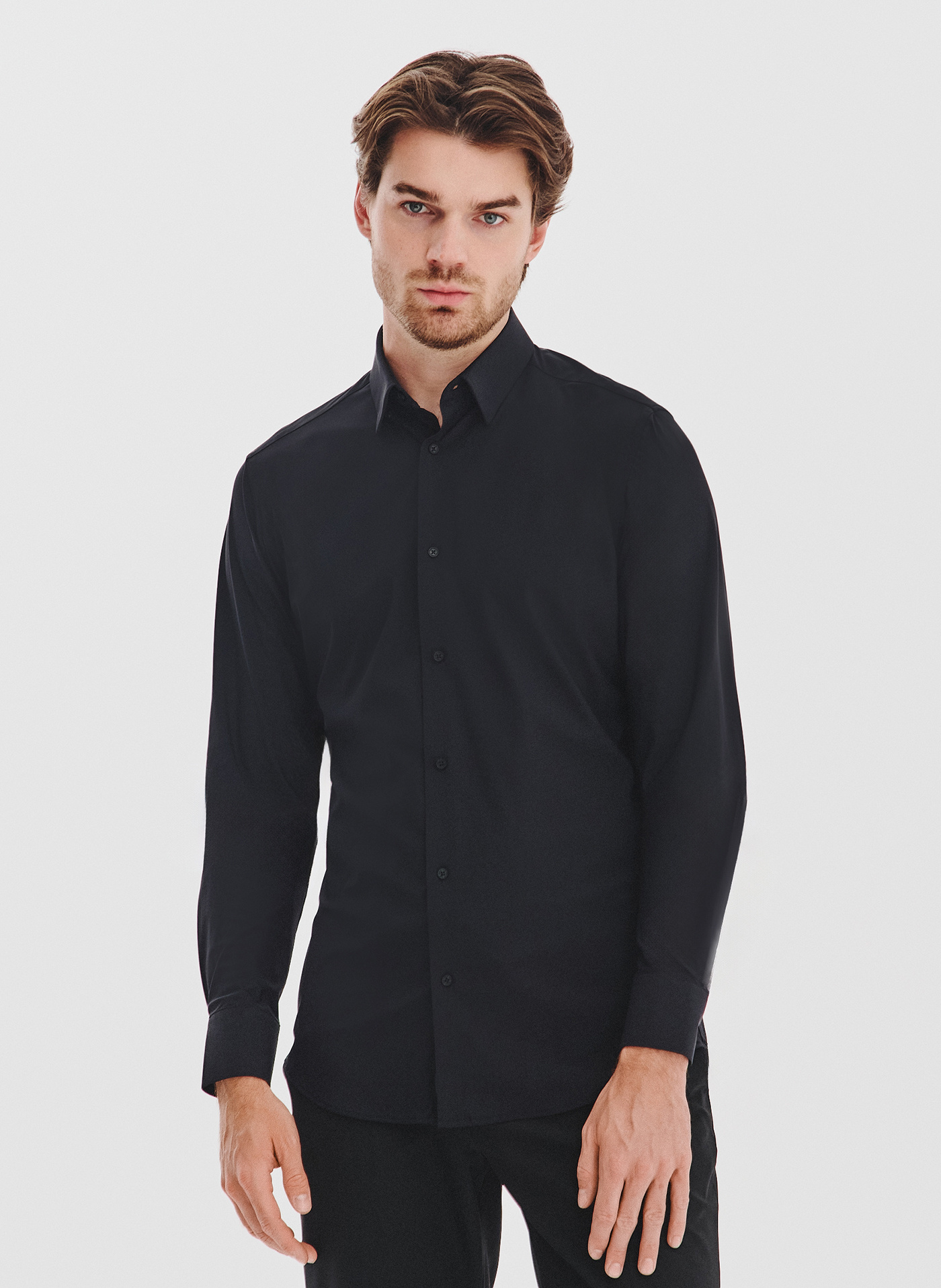 PAKO LORENTE – Czarna dzianinowa koszula męska